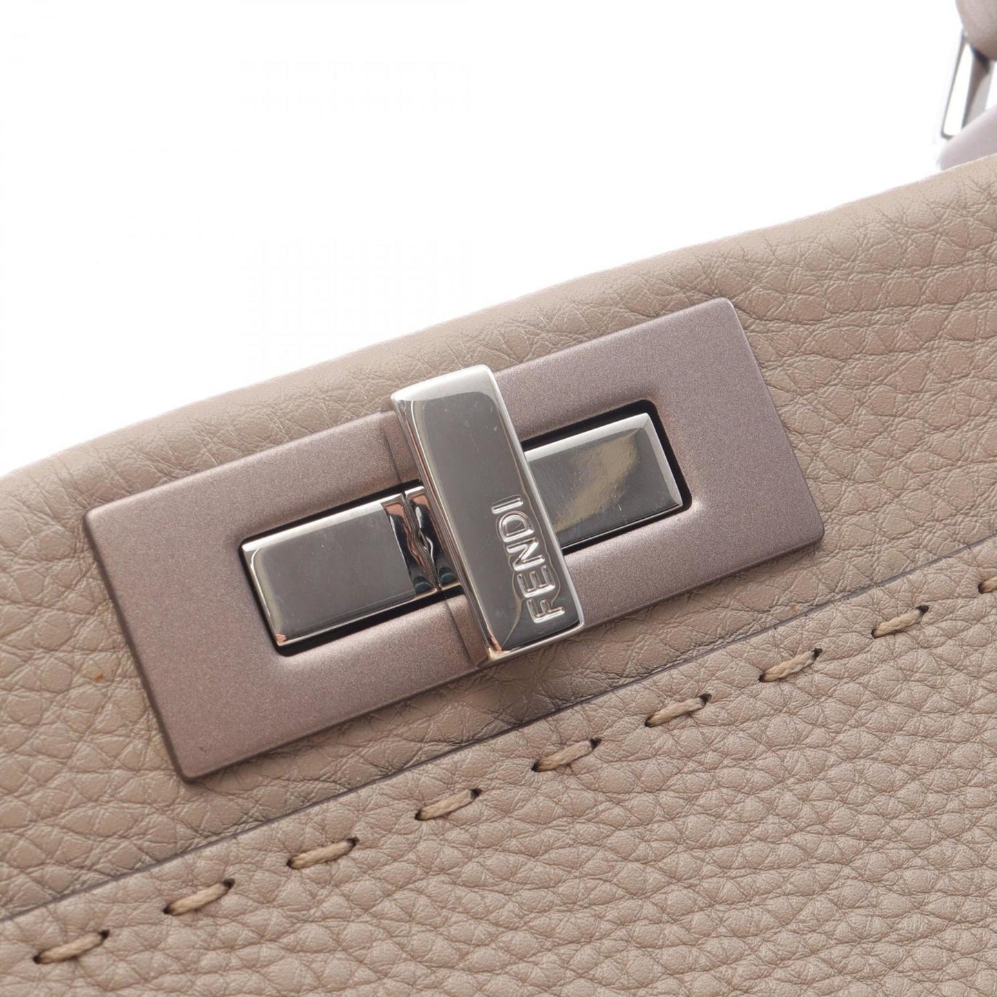 Fendi Peekaboo Regular Handbag, Leather, Women's, Beige, 8BN290