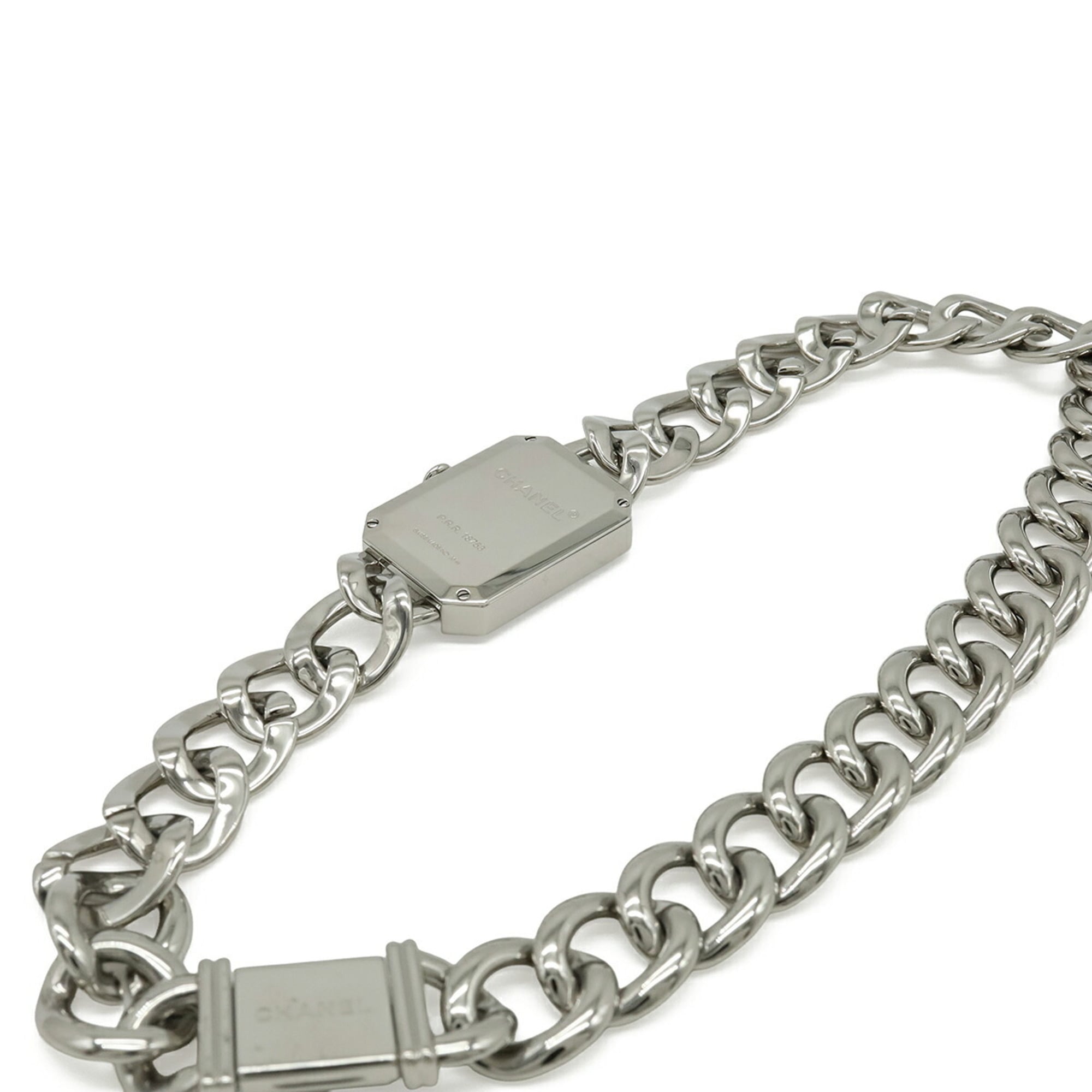 CHANEL Premiere Double Chain Black Dial Stainless Steel Women's Quartz Watch H4199 — Like New