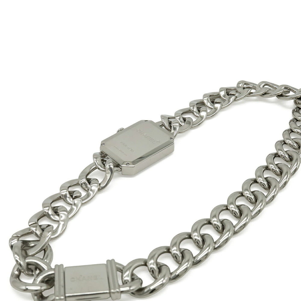 CHANEL Premiere Double Chain Black Dial Stainless Steel Women's Quartz Watch H4199 — Like New
