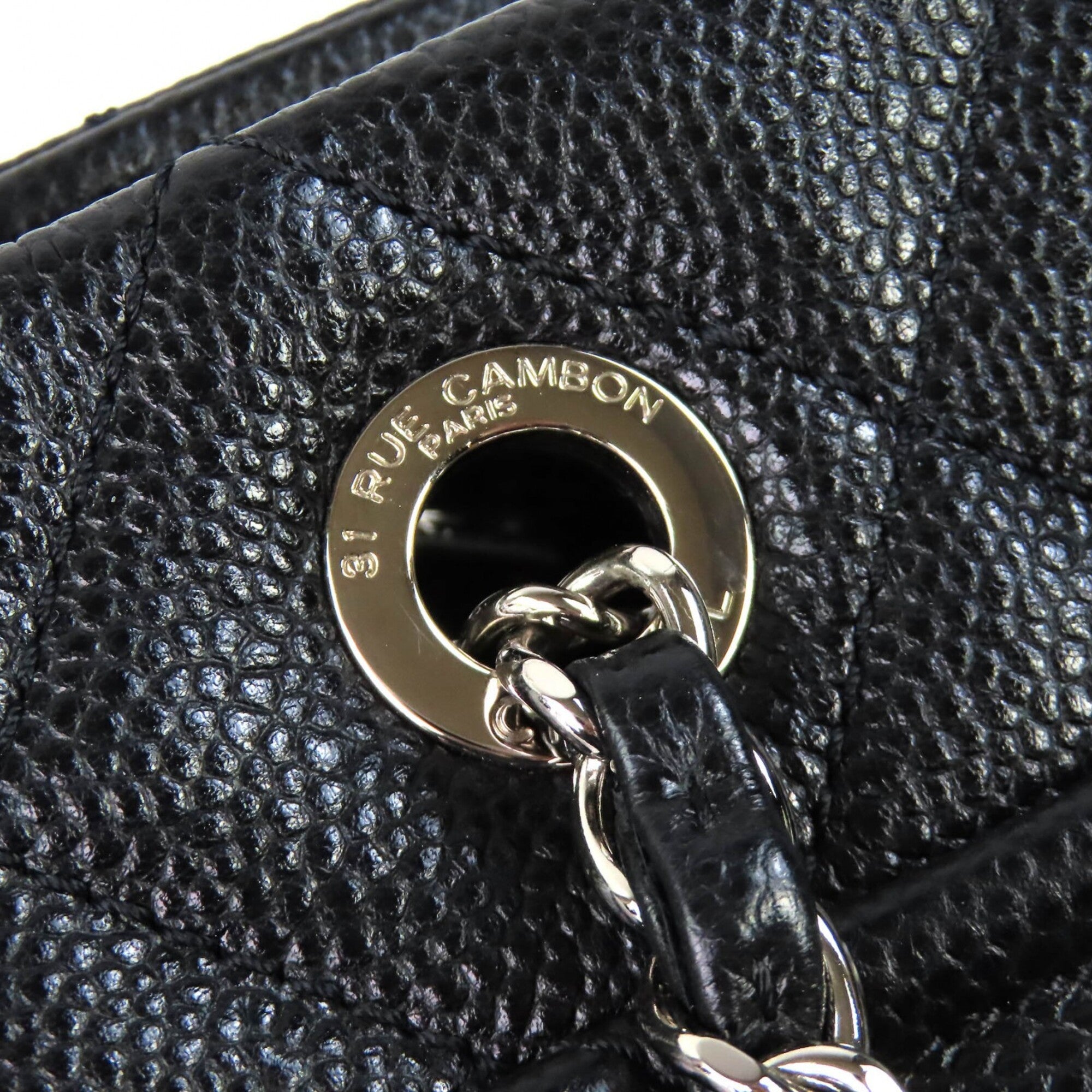 CHANEL A67294 Caviar Skin Coco Mark Matelassé Chain Tote Bag, Black with Silver Hardware, Comes Dust Made in Italy, Women's, Very Popular, Highly Recommended ◎ — Like New