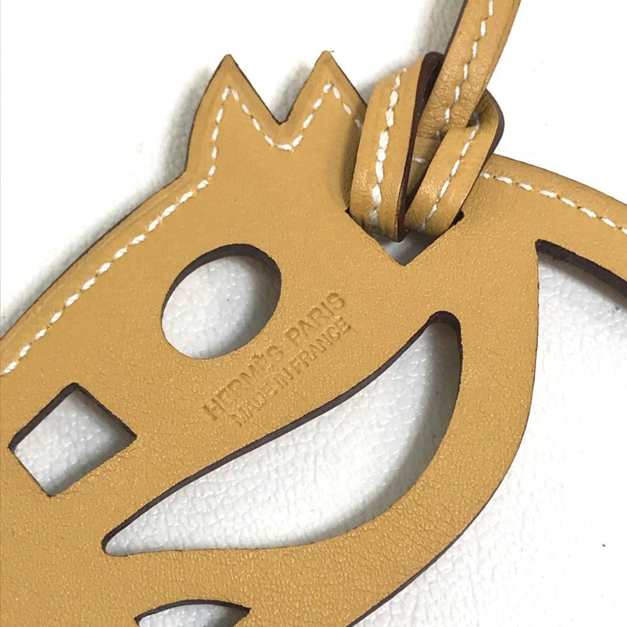 HERMES Petite H Paddock Cheval Strap Charm Swift Leather Men's Women's Ocher Beige — New - Store Return