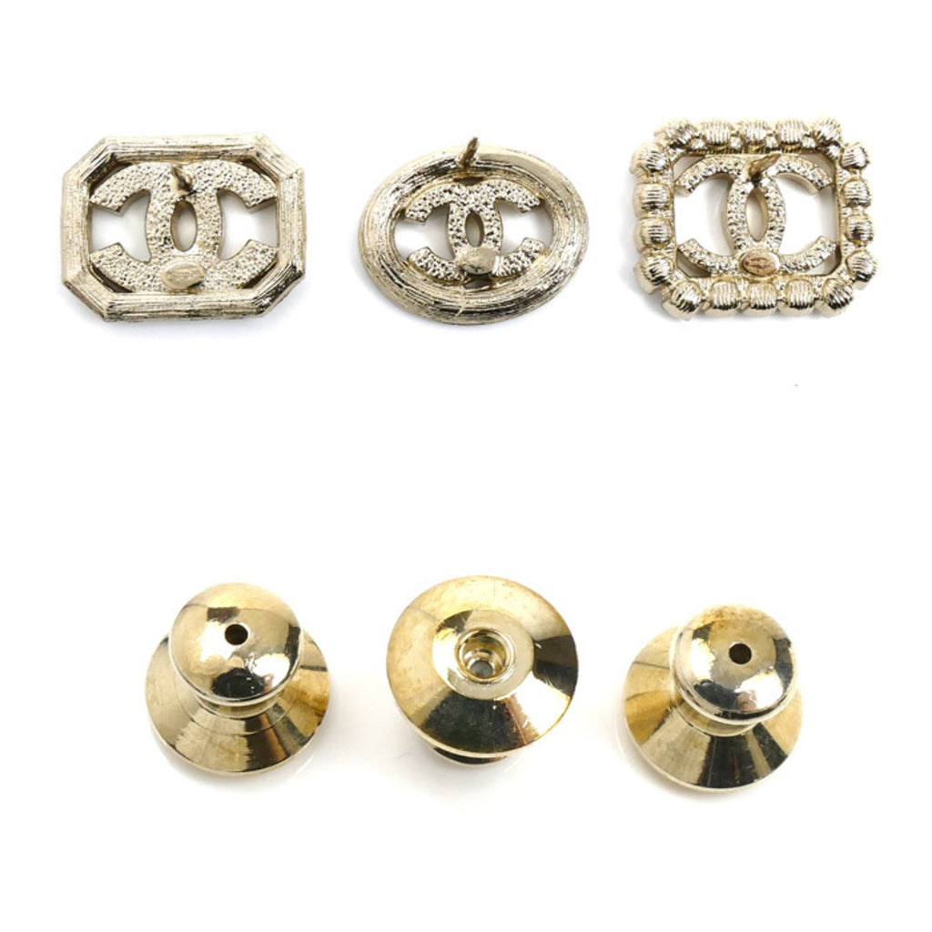 CHANEL Metal Rhinestone Coco Mark 3-Piece Brooch Set for Women