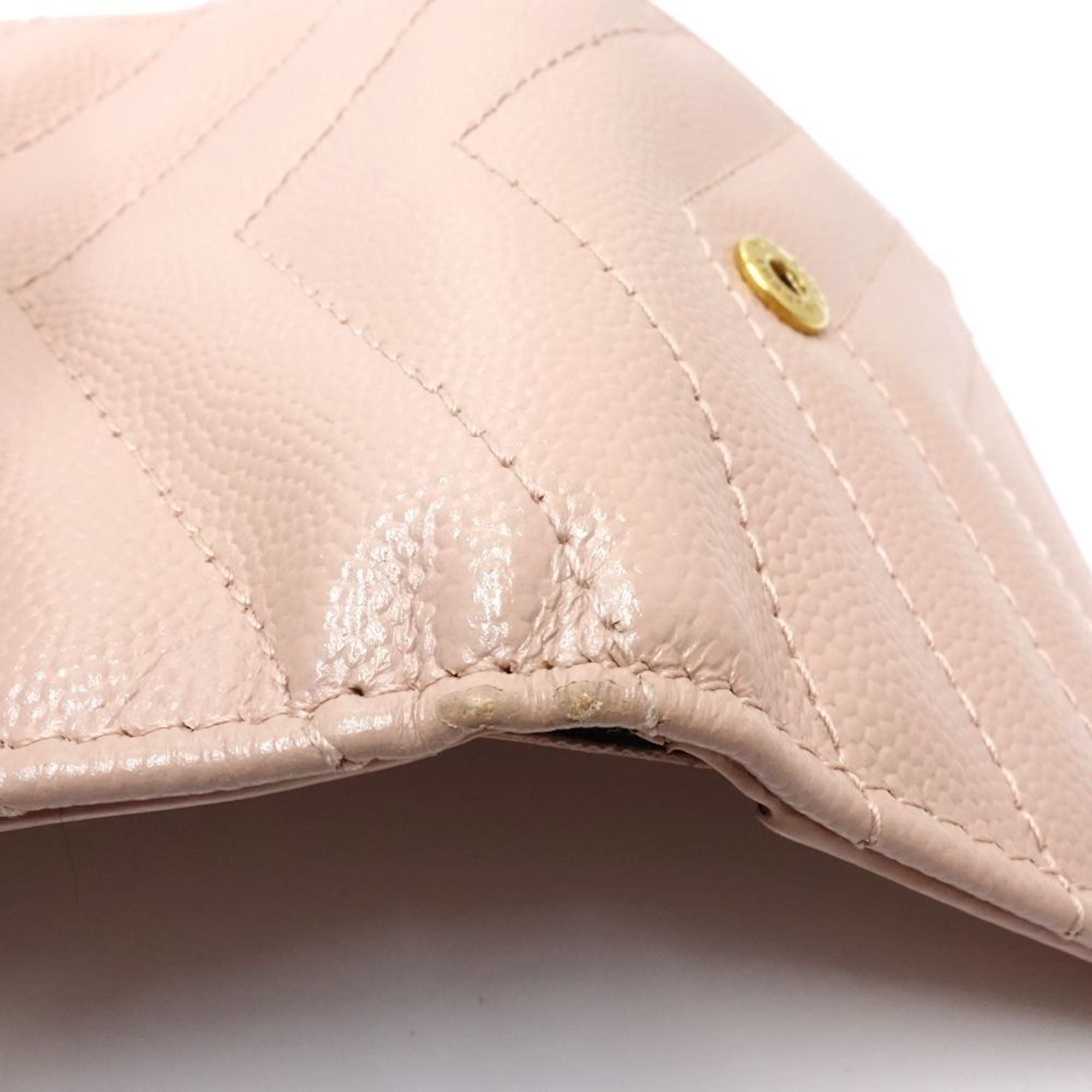 SAINT LAURENT Yves Saint Laurent Tri-fold Wallet TGN668274 Origami Tiny in Caviar Skin, Pink, Women's, 181761