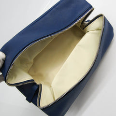 Valextra Large Beauty Case V6A68 Unisex Leather Clutch Bag,Pouch Royal Blue — Like New