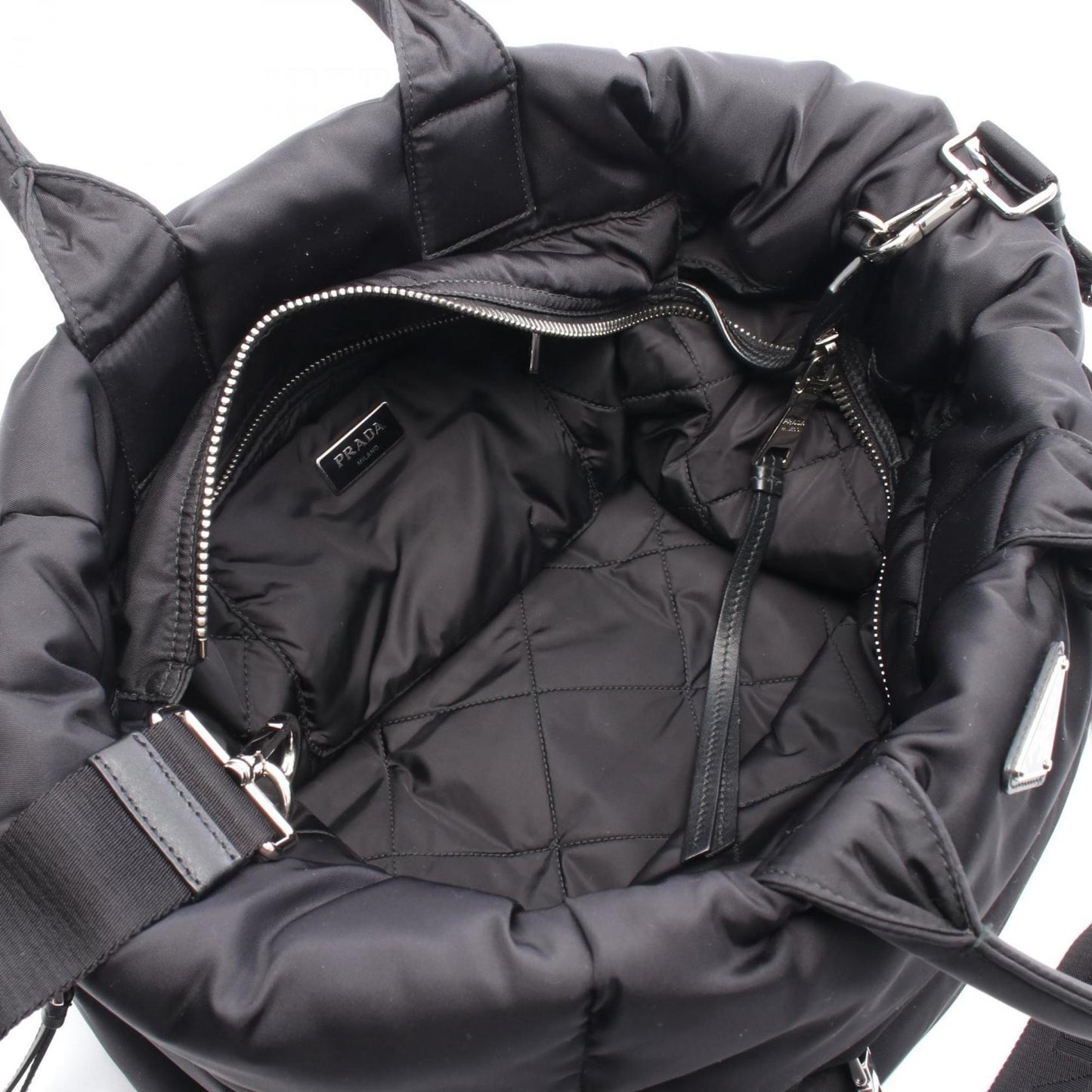 Prada PRADA tote bag, nylon and leather, women's, black