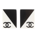 CHANEL COCO Mark Square Plastic Earrings, 2001, Black/White, 01P, Square, Approx. 5g, Women's