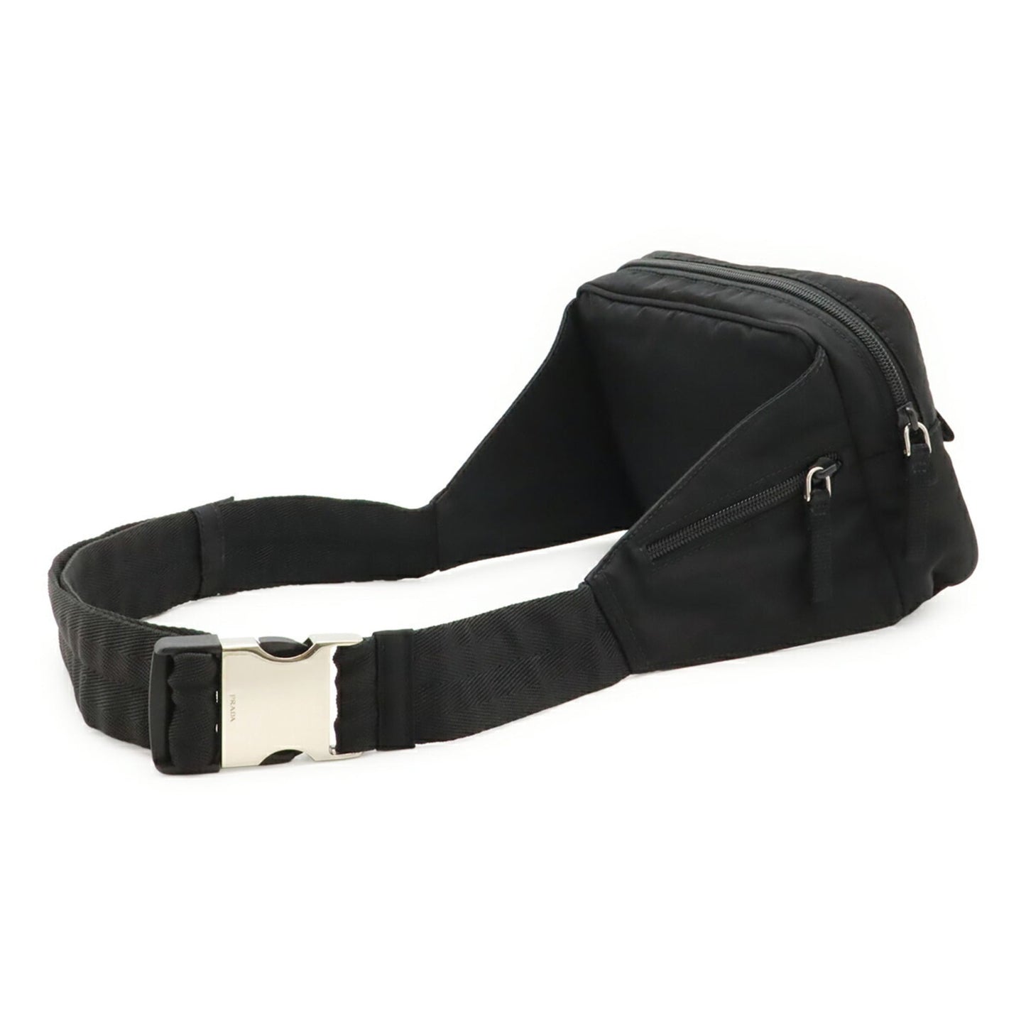 Prada Triangle Waist Pouch Bag, Black Nylon, Purchased at a Japanese Outlet, 2VL001