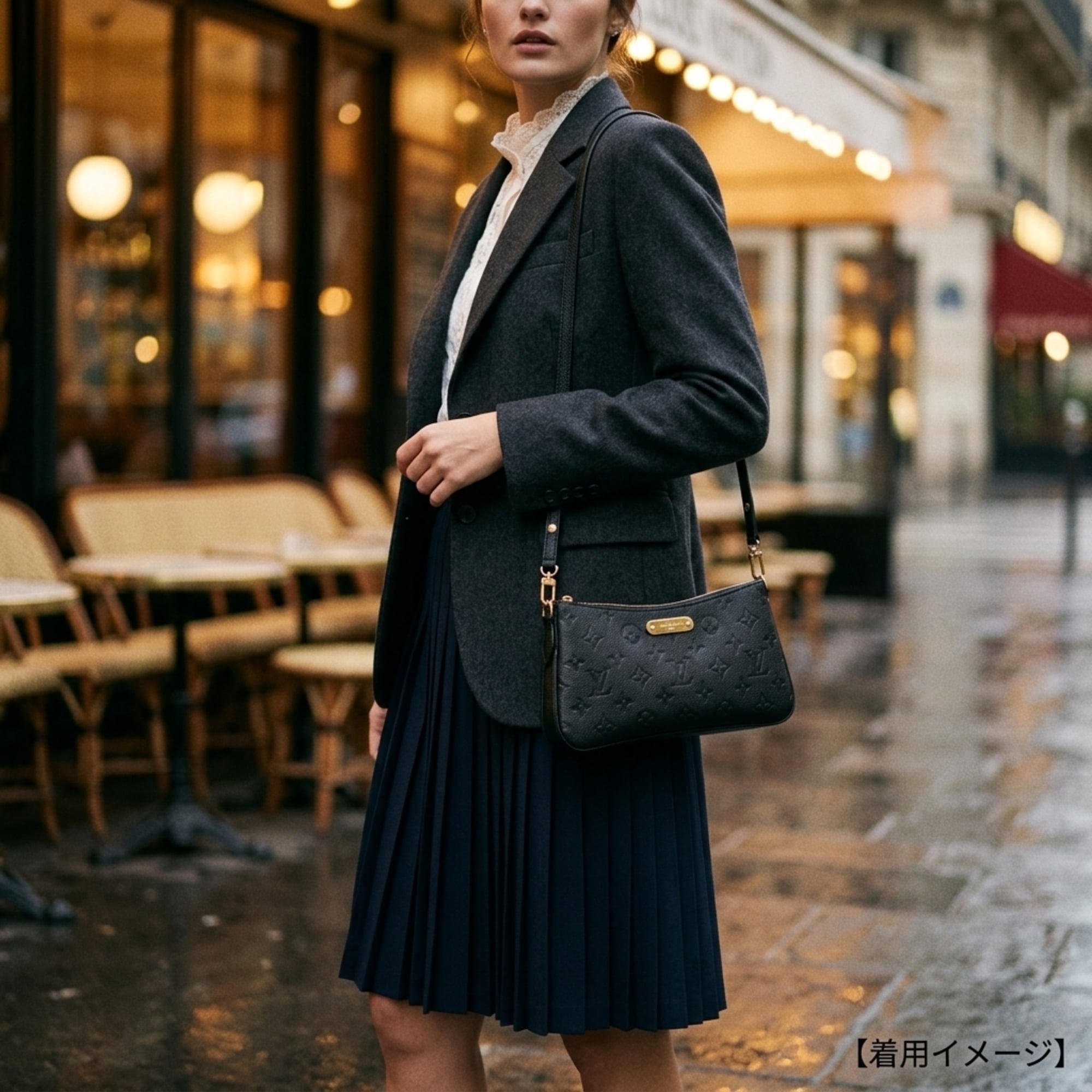 Louis Vuitton Pochette Rive Monogram Empreinte Shoulder Bag, M83301 Black, Women's LOUIS VUITTON — Like New