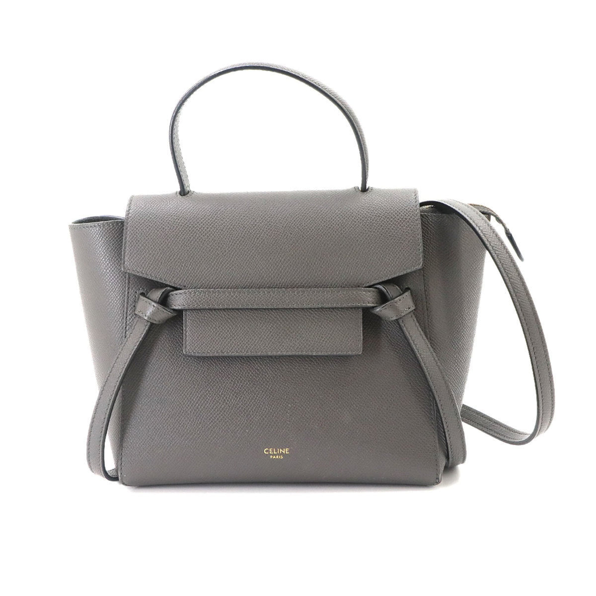 Celine CELINE Bag Waist Nano 2-way Hand Shoulder Handbag Leather Gray 189003 Belt — Like New