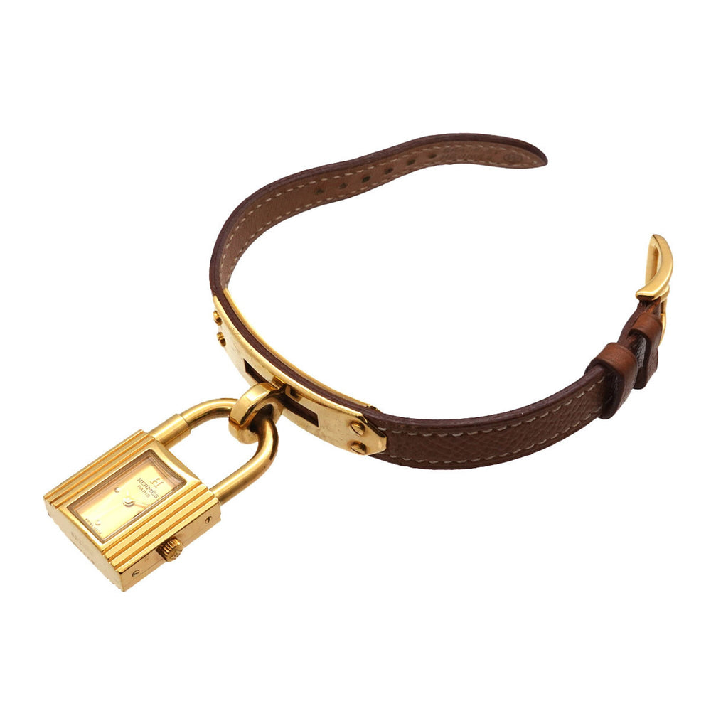 Hermes Kelly Watch, Ladies' Gold and Brown Quartz Watch with Padlock — Very Good