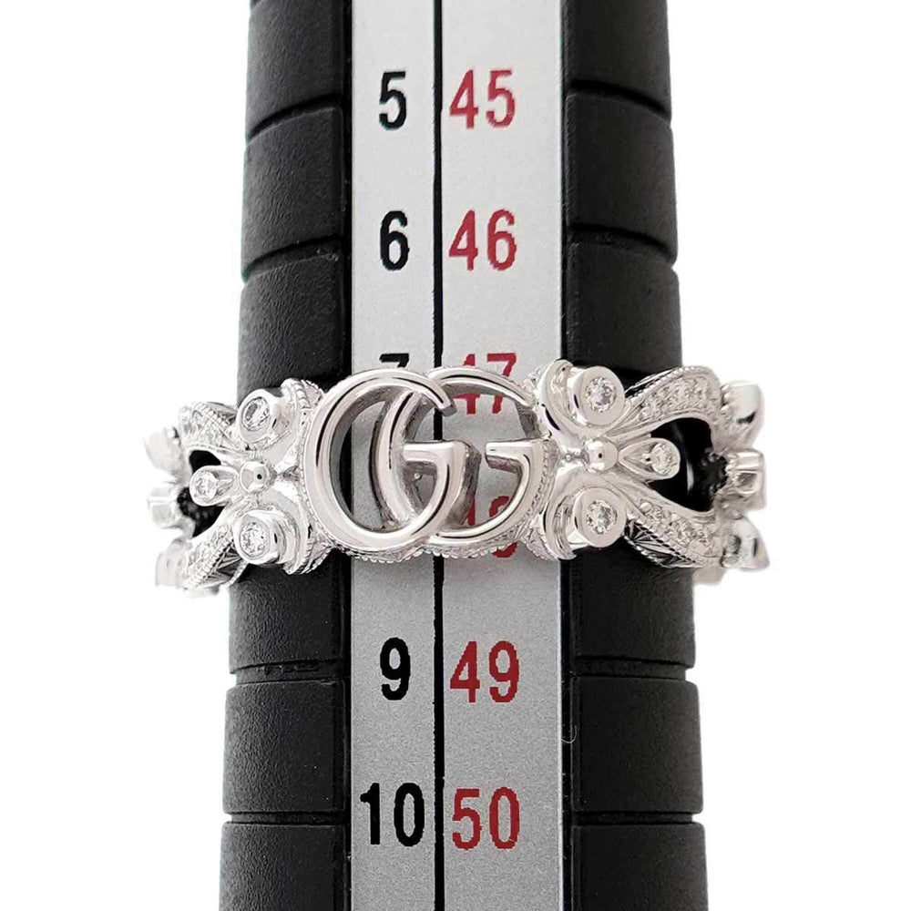 Gucci Flora #8 Ring with Diamonds, 18K White Gold (750) — Like New