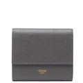 Celine Tri-fold Wallet Gray Leather Women's CELINE