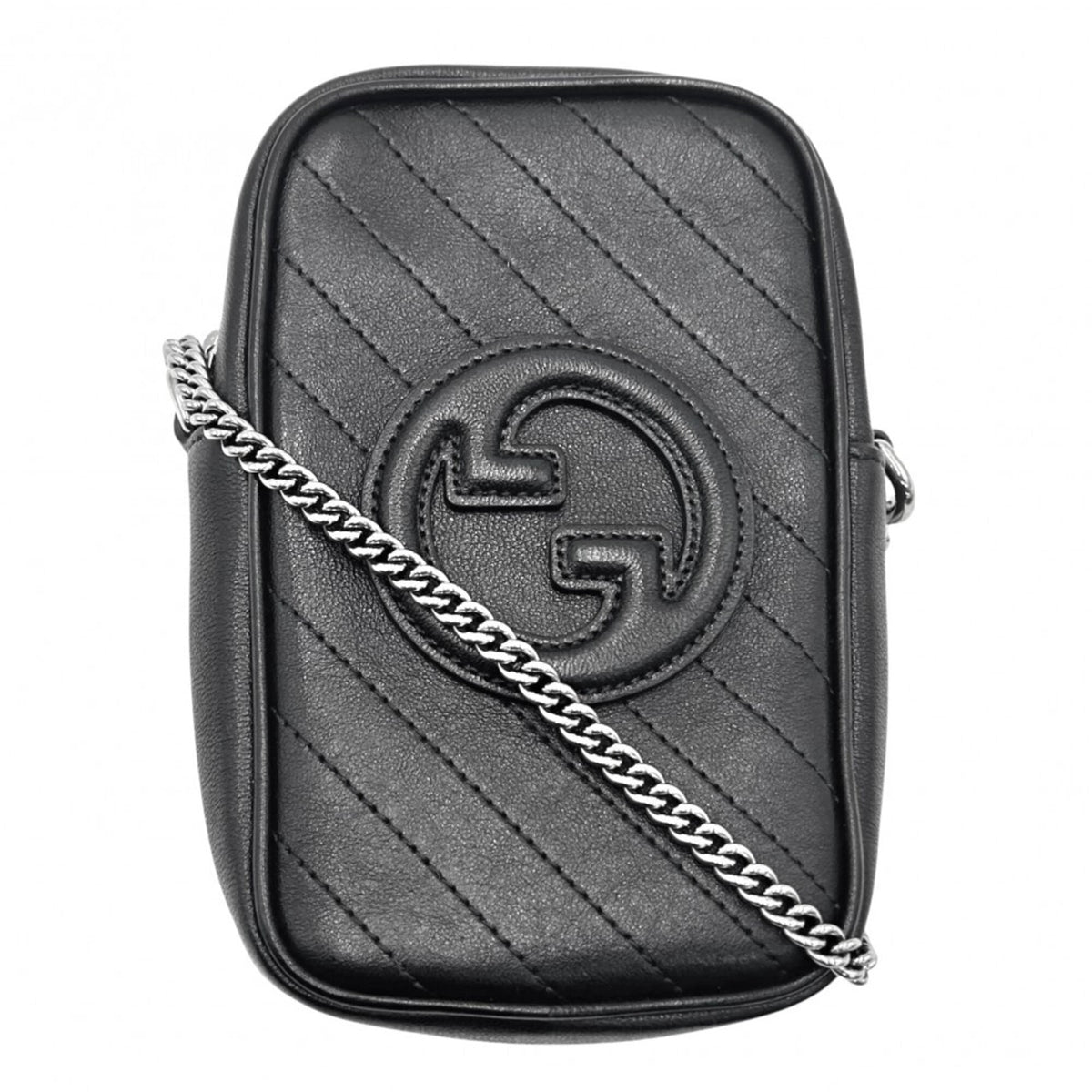 Gucci GG Blondie Chain Shoulder Bag for Women, Small Size, Leather, Black, Silver Hardware, 760315 — Like New