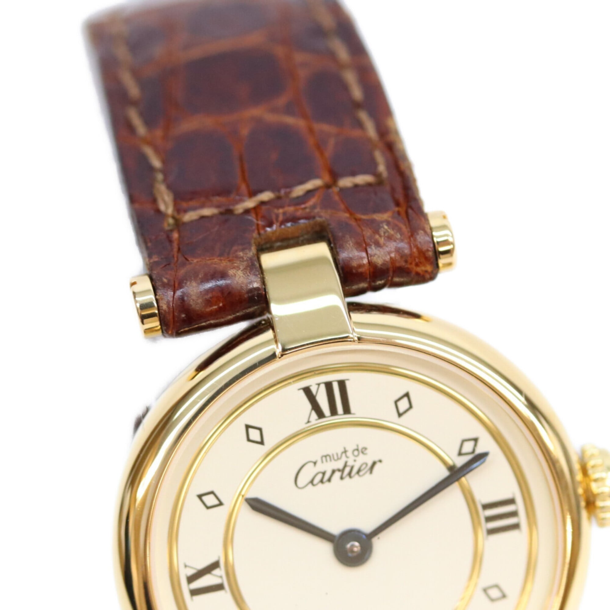 Cartier Must Vendôme SM Vermeil Quartz Watch with Roman Numerals, Gold and Ivory Dial, Ladies' — Very Good