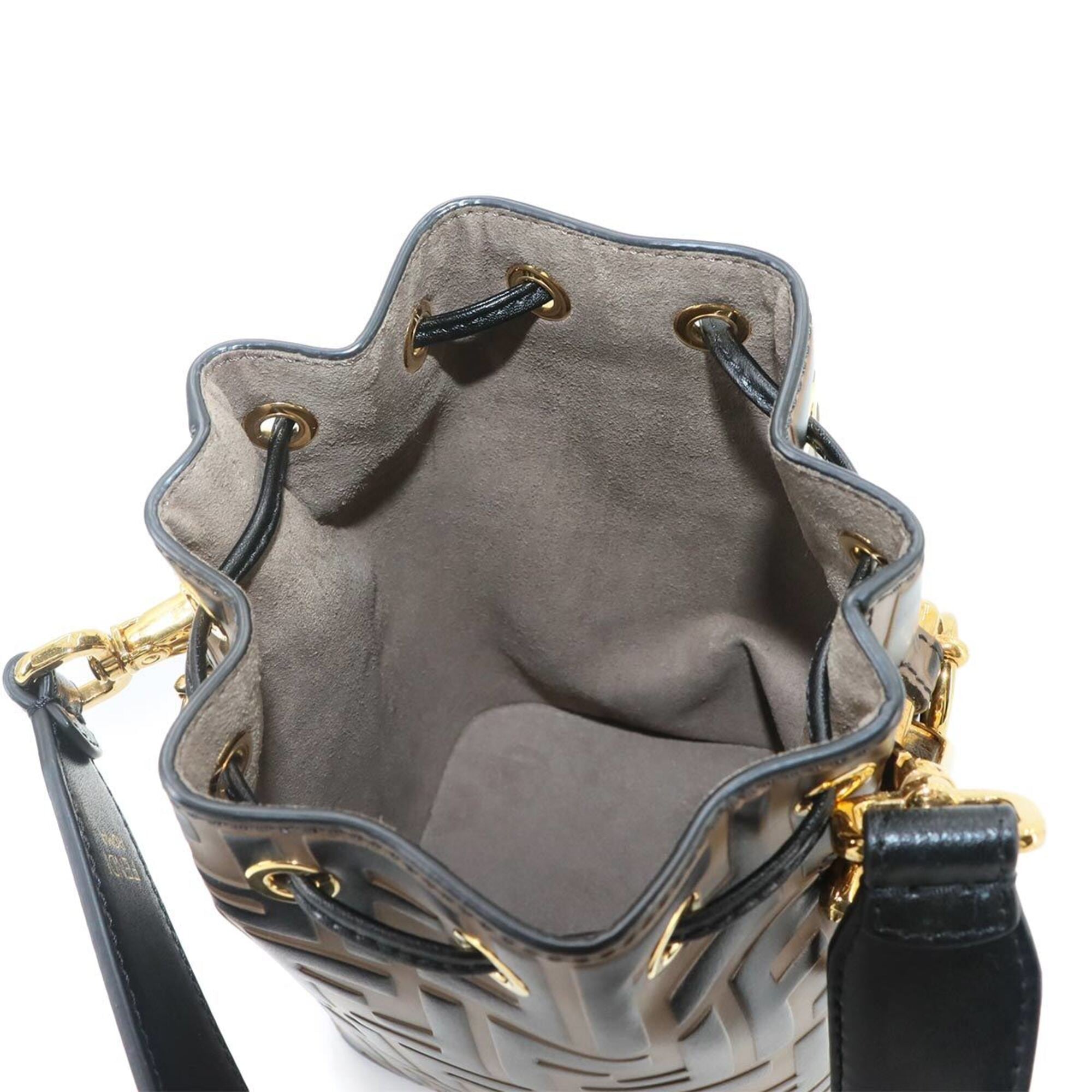 Fendi Zucca Mon Tresor 2-way Hand/Shoulder Handbag, Leather, Brown/Black, 8BS010, Gold Hardware — Like New