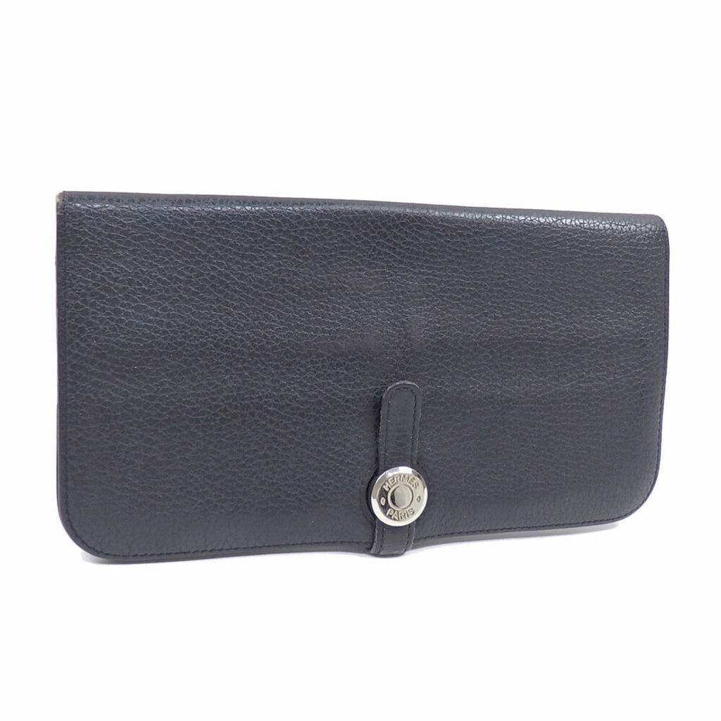 Hermes Hermès Dogon Long Bifold Wallet in Noir Black with Togo T Stamp, Made 2015, Leather, for Men and Women