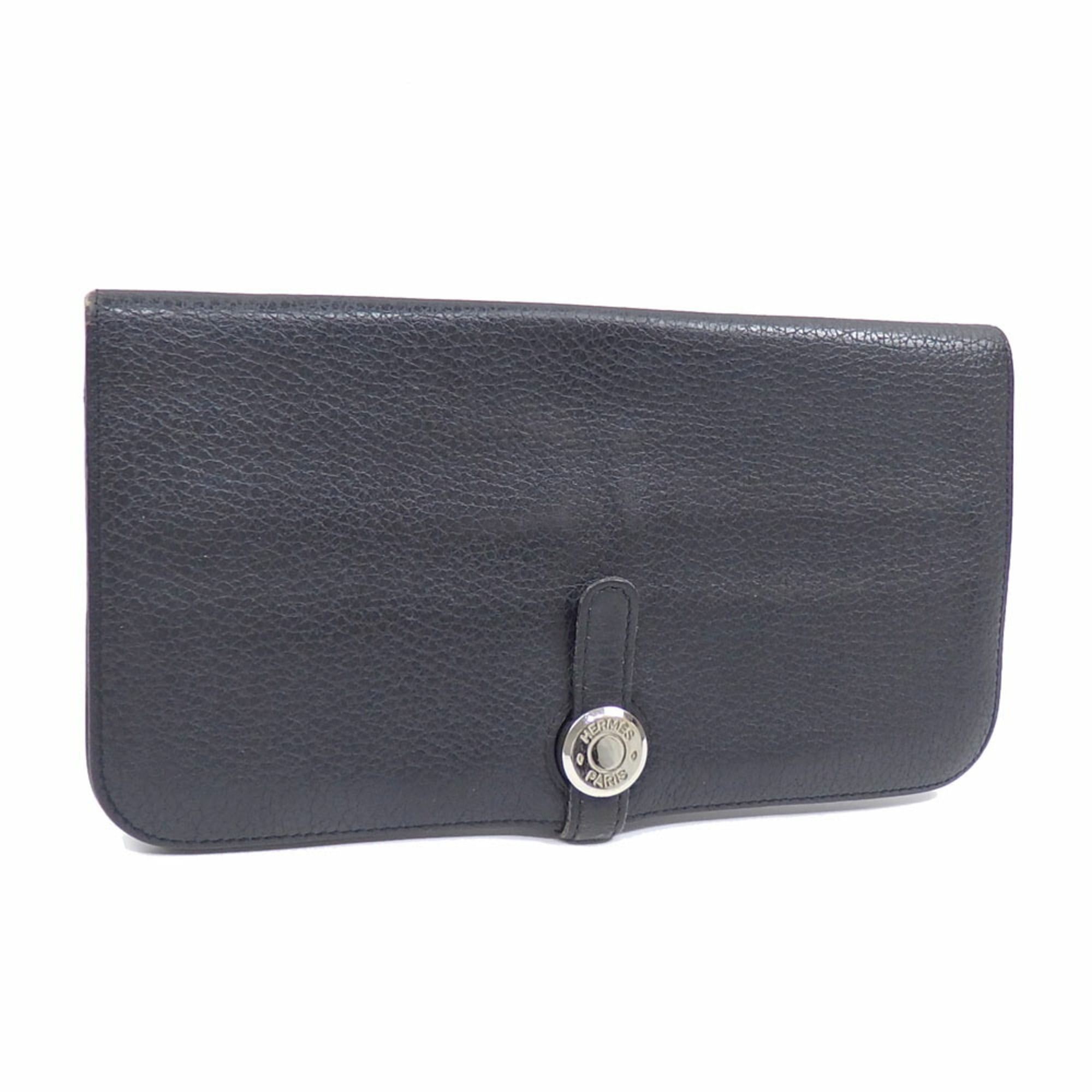 Hermes Hermès Dogon Long Bifold Wallet in Noir Black with Togo T Stamp, Made 2015, Leather, for Men and Women