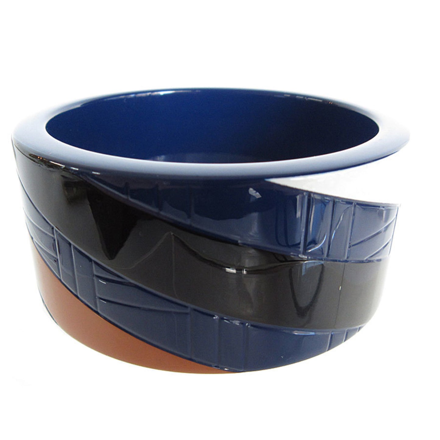 Hermes HERMES Bangle Bracelet Lacquer Wood Navy Blue Multicolor Women's s0492