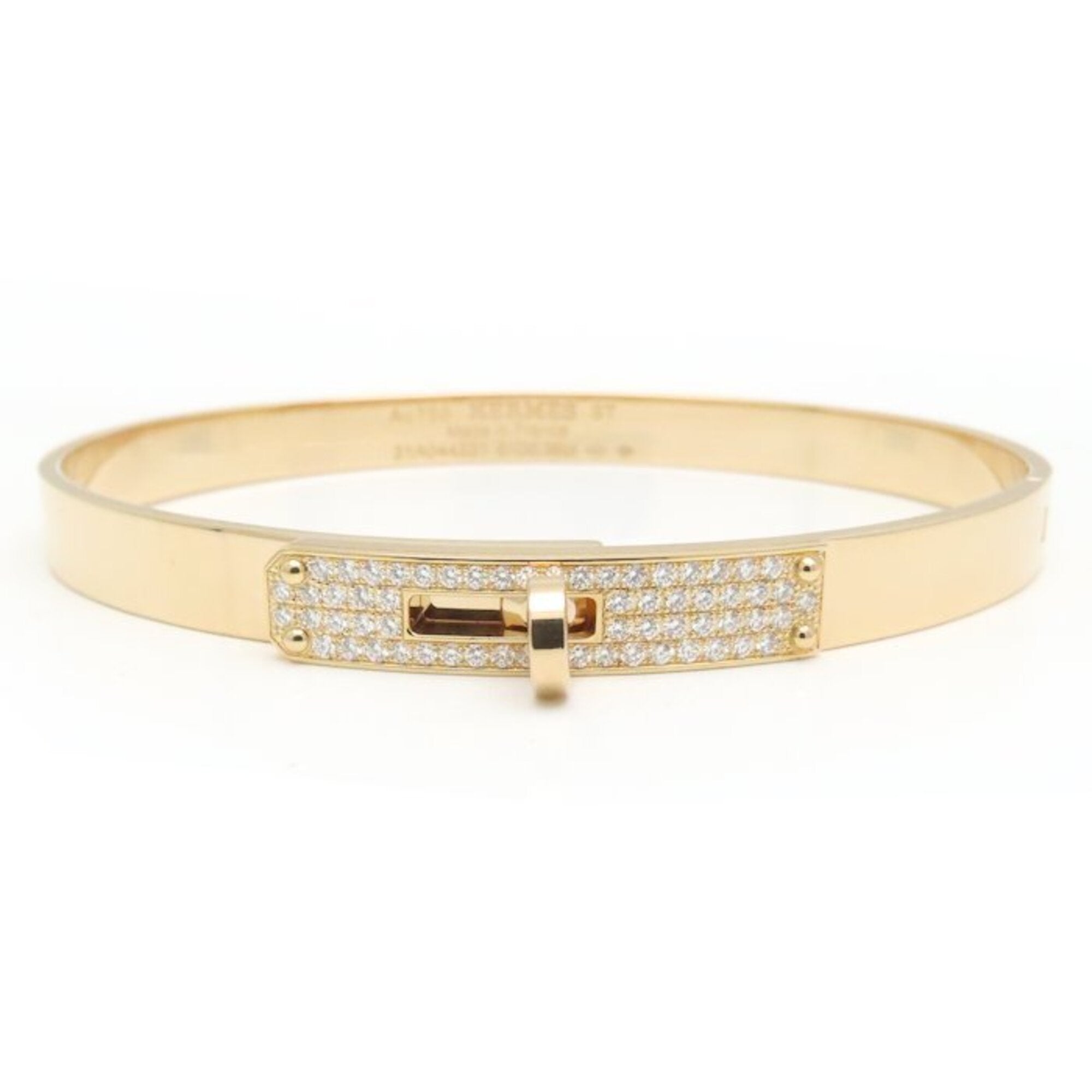 HERMES Kelly PM Bangle with Diamonds, 18K Pink Gold, Women's, H110013B00SH 295306 — Like New
