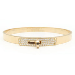 HERMES Kelly PM Bangle with Diamonds, 18K Pink Gold, Women's, H110013B00SH 295306 — Like New