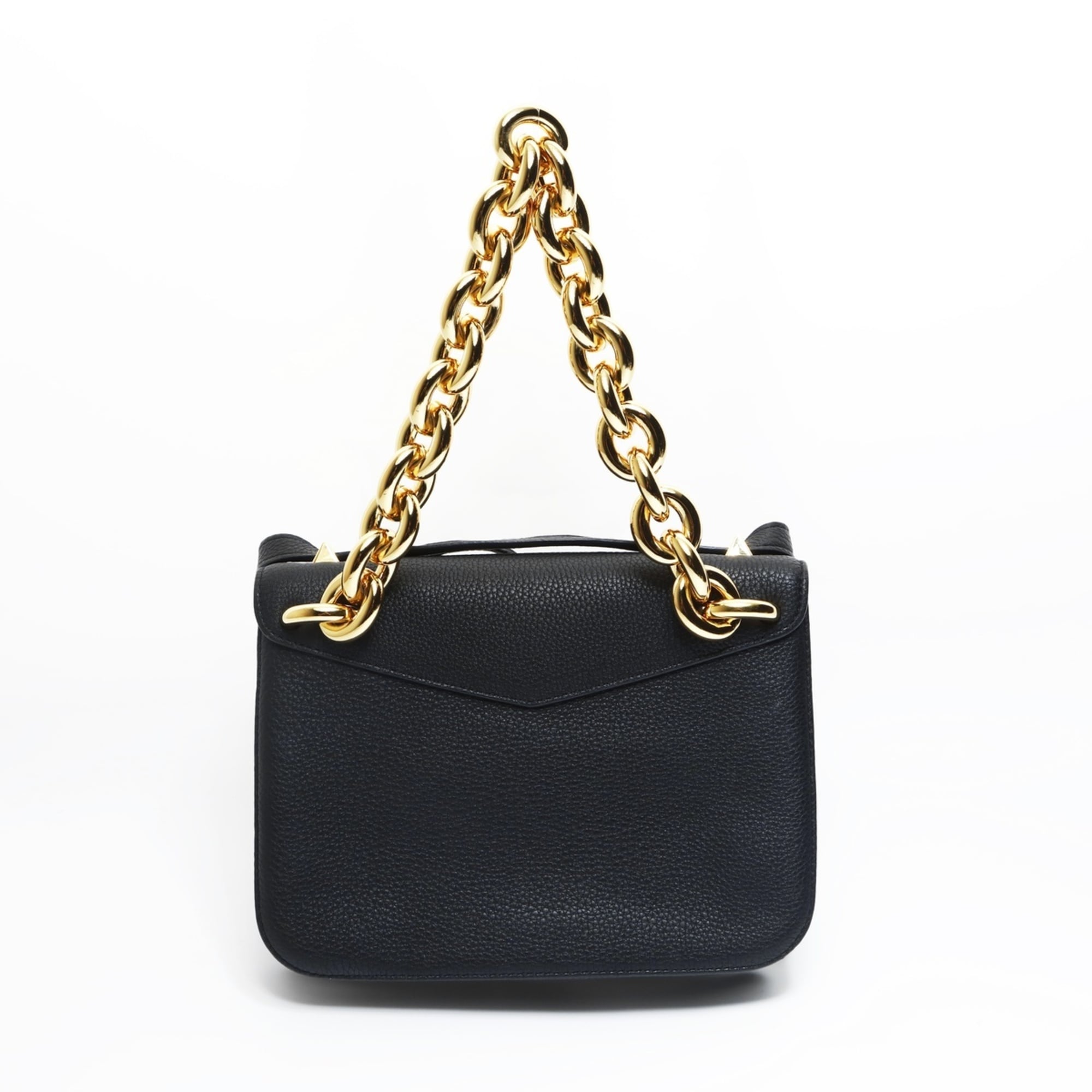 Bottega Veneta Leather Mount Envelope Chain Shoulder Bag in Black