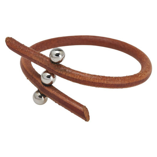 Hermes Hermès Roulette Hilb Bracelet in Brown and Silver Leather Metal for Women