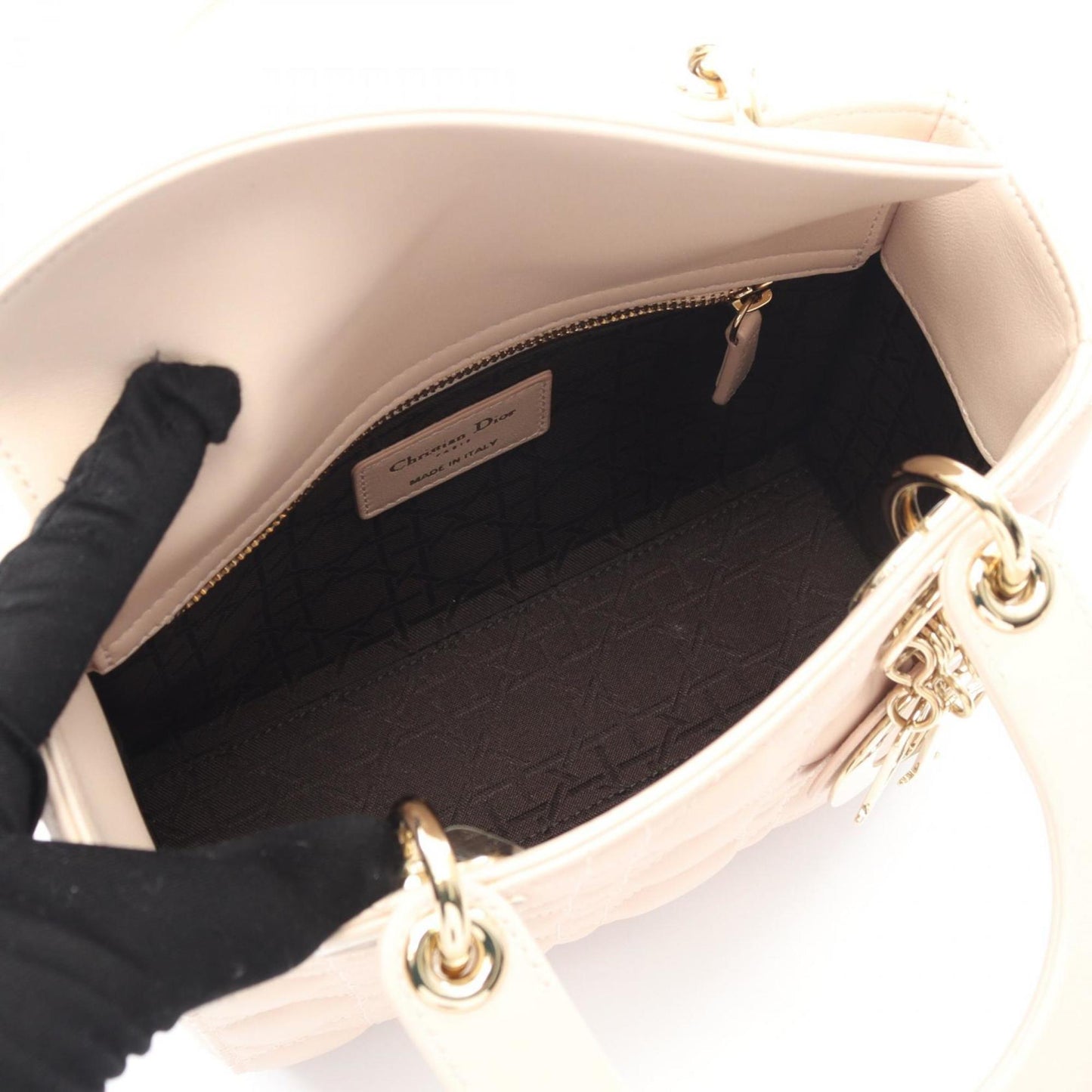 Christian Dior Dior LADY DIOR MY ABCDIOR Lady Small Cannage Handbag, Leather, Women's, Pink, M0538ONGE_M413