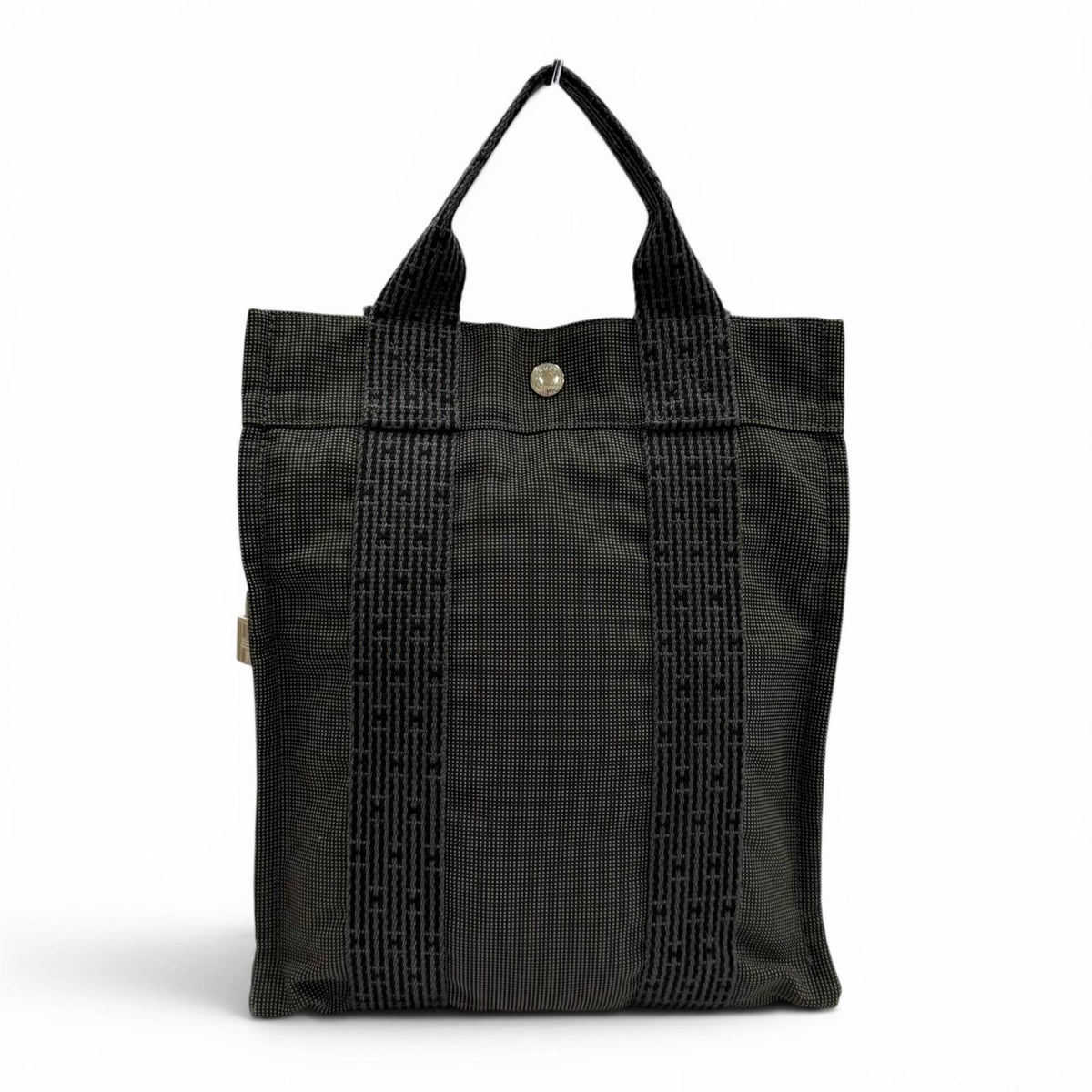 HERMES Hermes Herline Ad PM Canvas Backpack Daypack with Padlock, Gray, Made in France, Women's — Like New