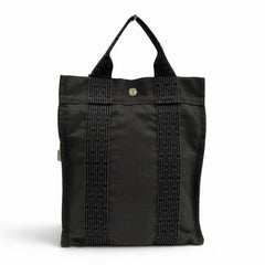 HERMES Hermes Herline Ad PM Canvas Backpack Daypack with Padlock, Gray, Made in France, Women's — Like New