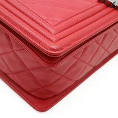CHANEL Boy Chanel Matelasse Coco Mark Chain Shoulder Bag in Fuchsia Pink Lambskin — Like New