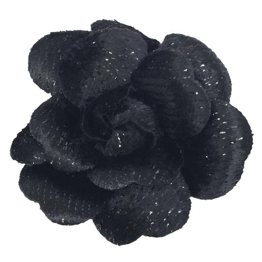 CHANEL Camellia Corsage Brooch Black Velvet Chanel Women's