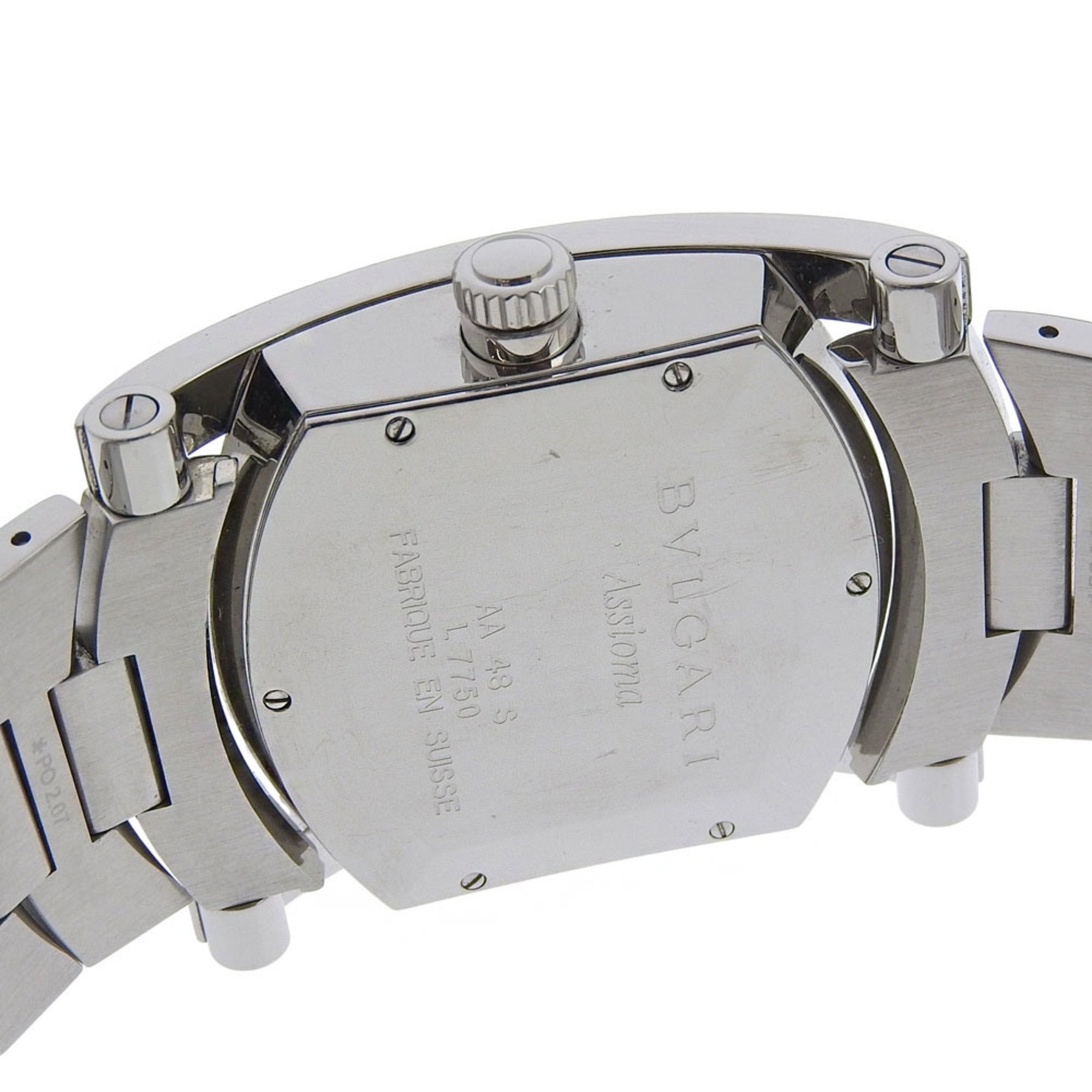 Bulgari BVLGARI Assioma Watch AA48S Stainless Steel Silver Automatic Analog Black Dial Men's — Good
