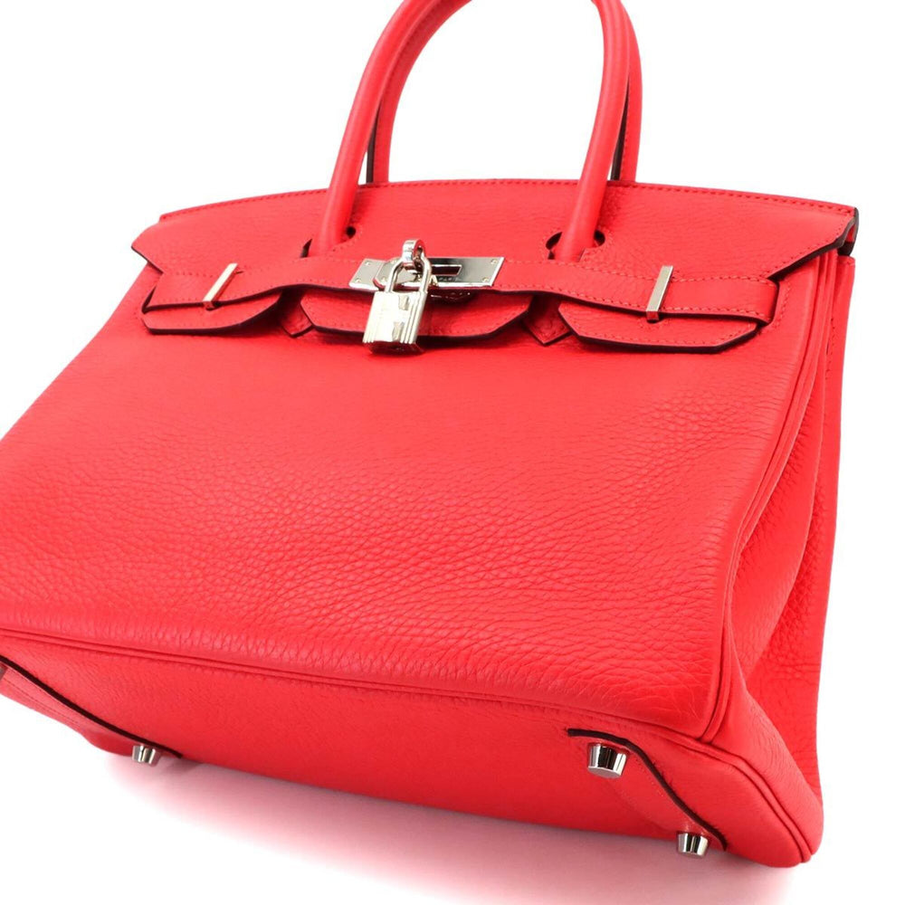 Birkin 30 Hermes HERMES Taurillon Clemence Rouge Pivoine Handbag C Stamp Silver Hardware — Like New