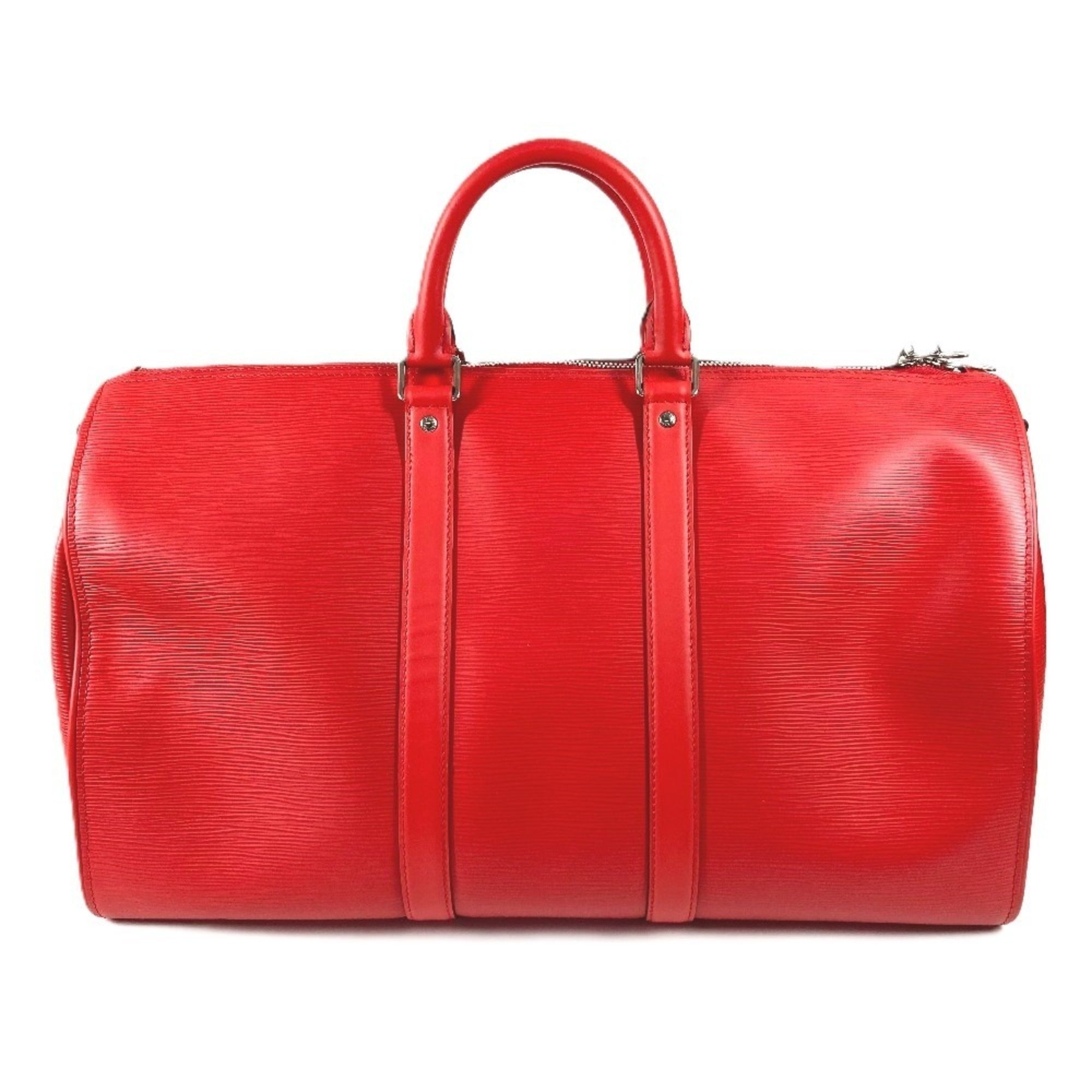 LOUIS VUITTON M53419 Epi Leather x Supreme Collaboration Keepall Bandoulière 45 Travel Bag, Boston Men's, Red, Like New — Like New