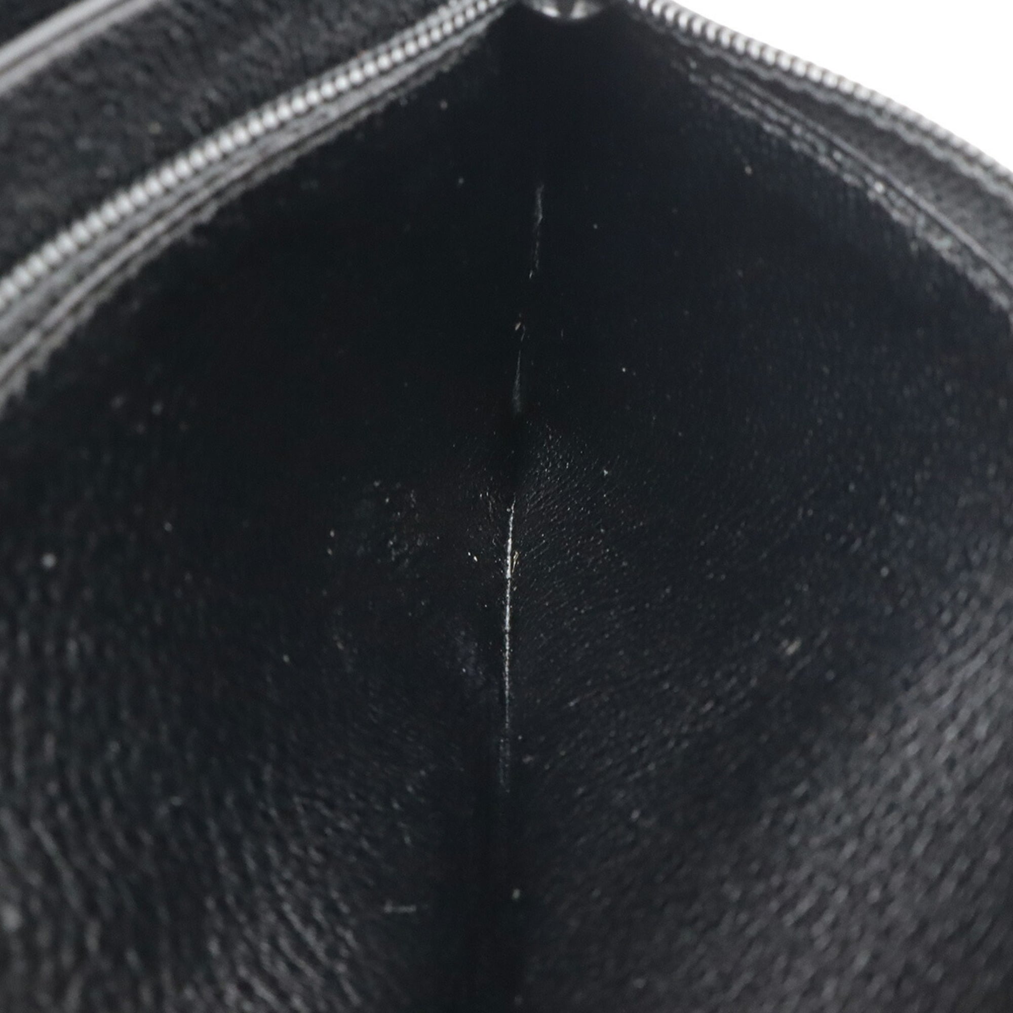 HERMES Charlie Travel Case, Multi-Purpose Passport Round Wallet, Box Calf Leather, Black, 〇U Stamp