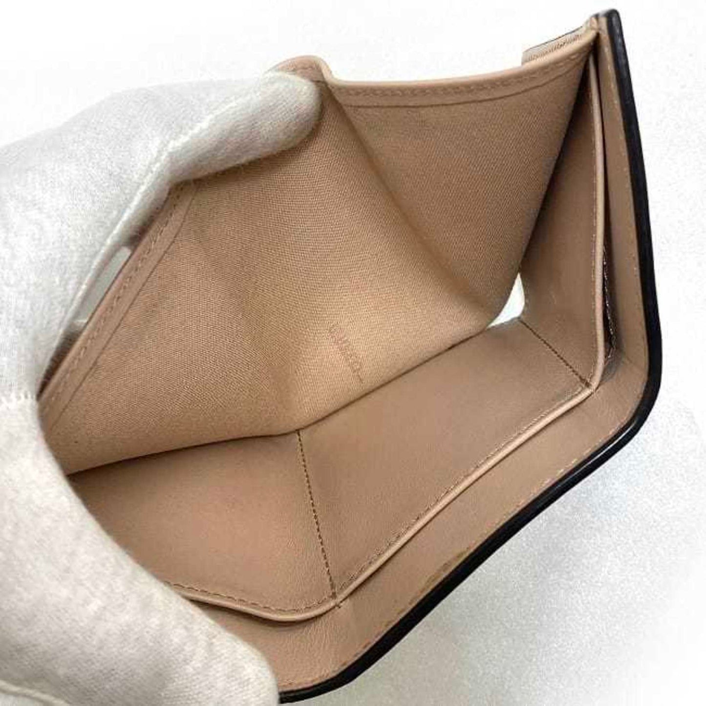 Fendi Trifold Wallet Pink Beige Gold Fizu 8M0395 Leather GP FENDI Circle Women's