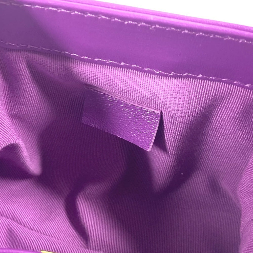 CHANEL AP4109 24A Quilted Matelasse CC Coco Mark Chain Clutch Mini Shoulder Bag Leather Women's Purple — Like New