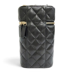 CHANEL Matelassé Caviar Skin Vanity Phone Bag Chain Shoulder Bag, Black with Gold Hardware, Made in Italy, Women's — Like New