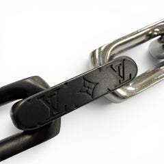 LOUIS VUITTON M00687 Monogram Chain Bracelet, Black and Silver, Size L, Made in Italy, Men's Accessory — Like New