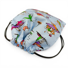 PRADA 1NK001 Triangle Logo Surfing Print Drawstring RE-NYLON Bag Pouch Blue Multicolor Made in Italy Women's — Like New