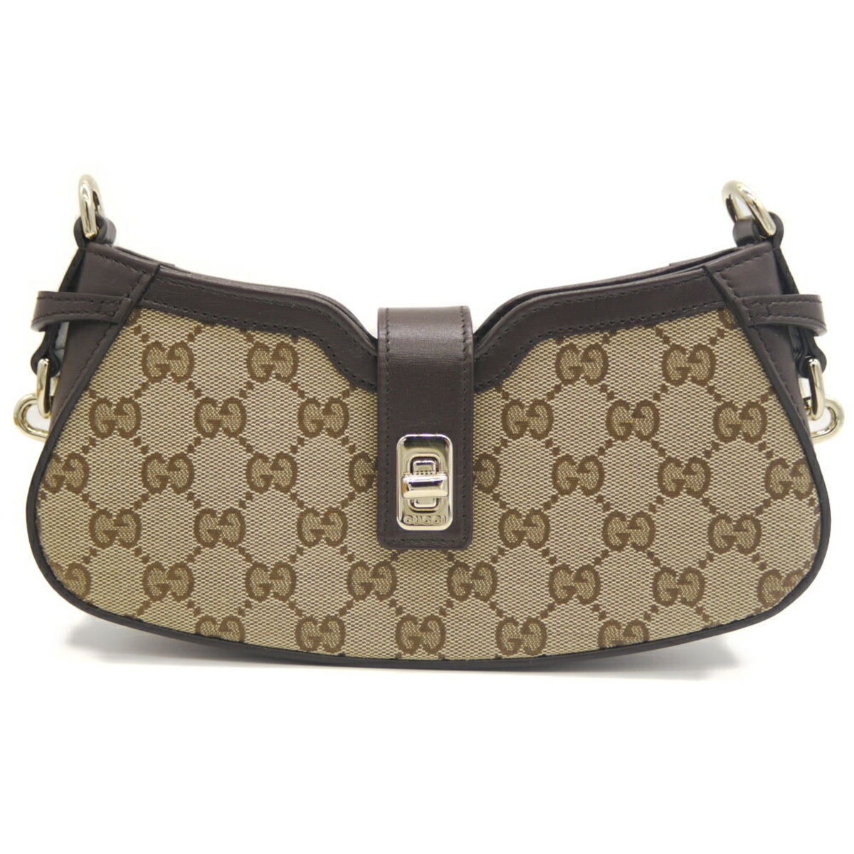GUCCI Moonside Mini Shoulder Bag in GG Canvas with Sherry Line, Beige, 786015 525040 — Like New