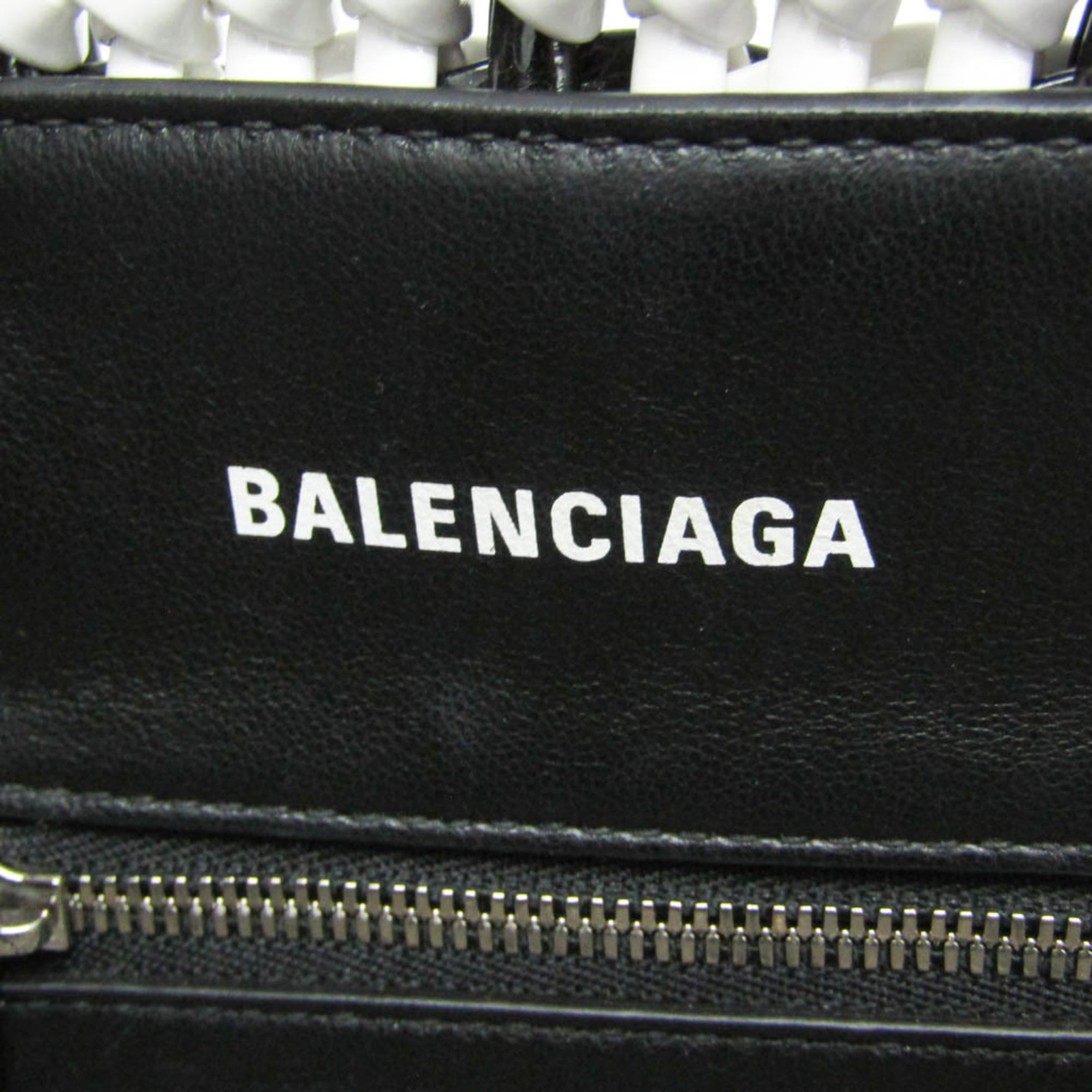Balenciaga Bistro XXS 678028 Women's Leather Handbag,Shoulder Bag Black,White — Like New