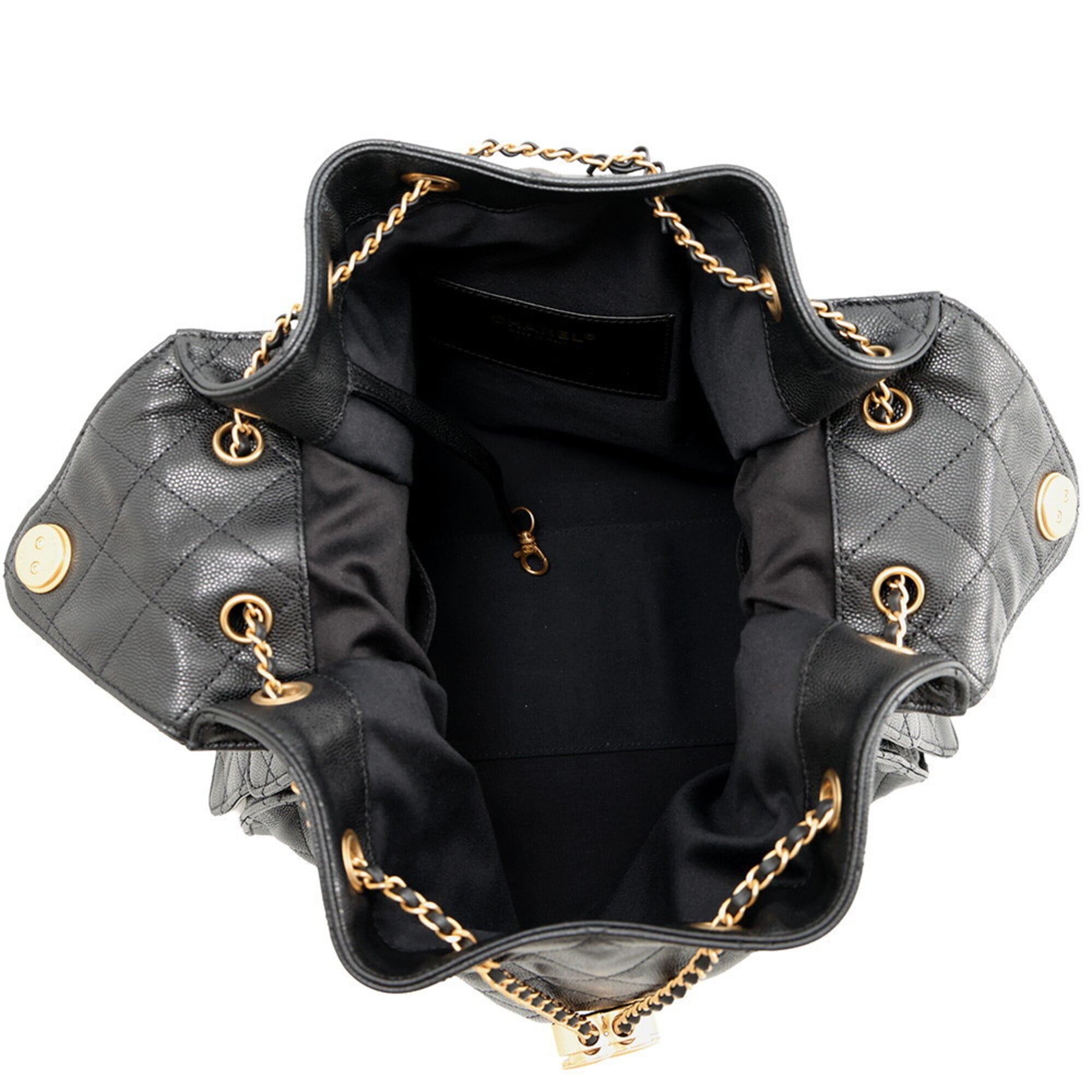 Chanel Chain Shoulder Bag CHANEL25 Medium Coco Mark Matelassé Caviar Skin AS5311 CHANEL Black Handbag Women's — Like New