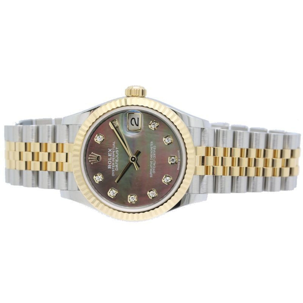 ROLEX Datejust 31 10P Diamond Black Shell 278273NG Random Serial Number Women's Watch SSx18K Yellow Gold 40460 — Like New