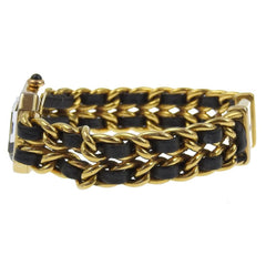 Chanel CHANEL Premiere L Watch Gold Plated x Leather Quartz Analog Display Black Dial Ladies — Good