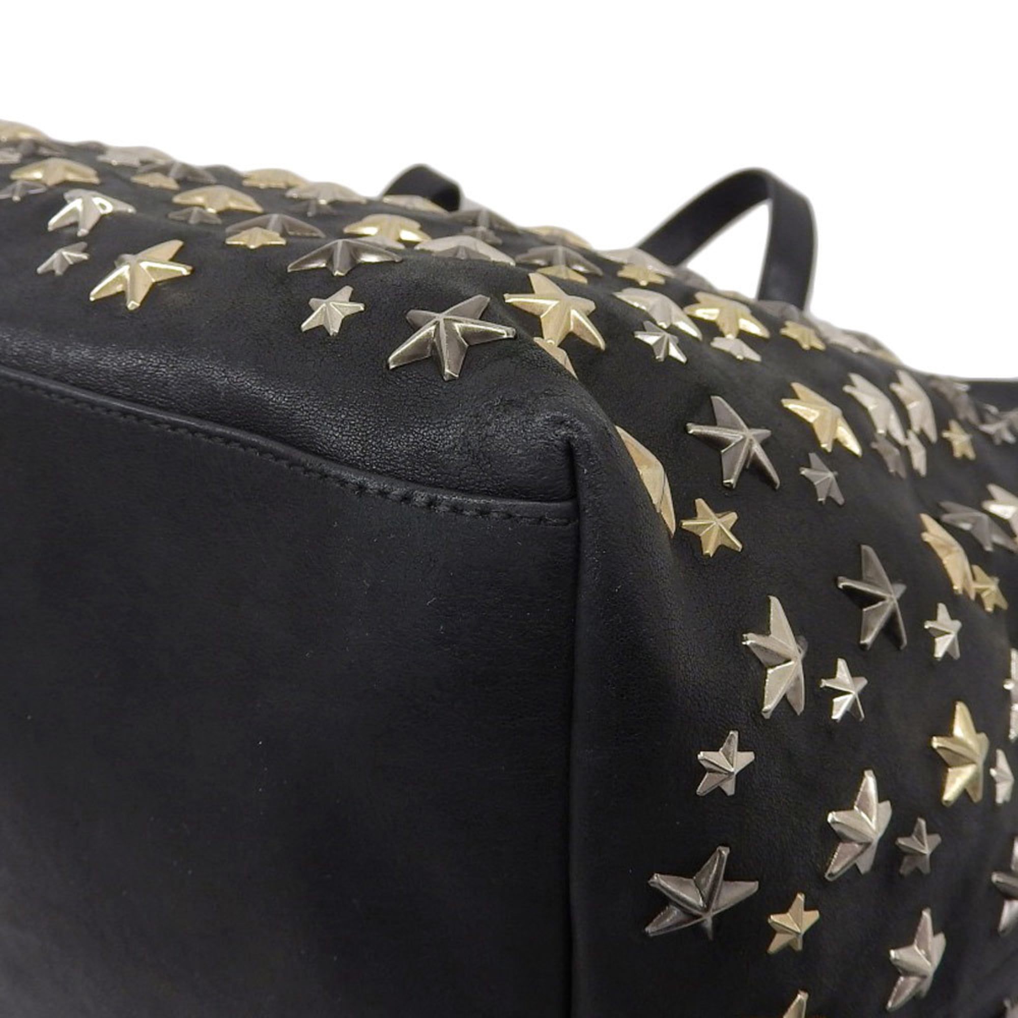 JIMMY CHOO Pimlico Star Stud Tote Bag Leather Black