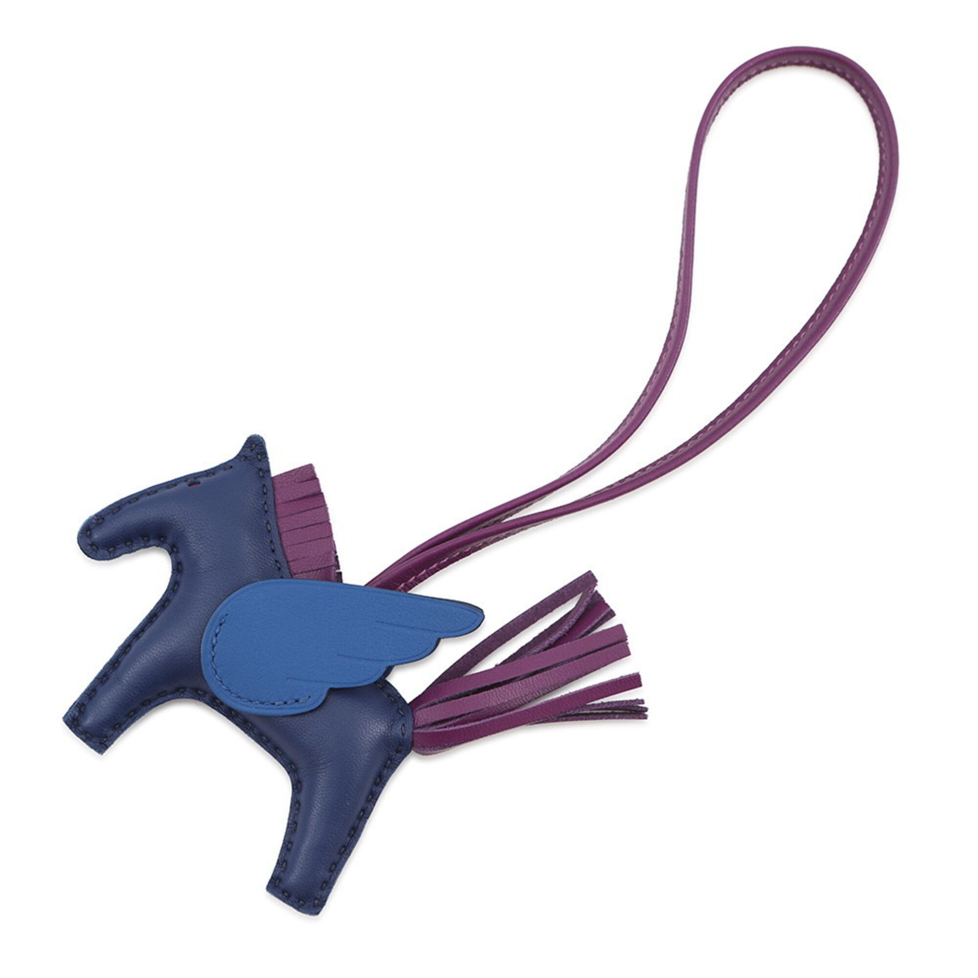 Hermes accessory bag charm Rodeo PM Pegasus Blue Saphir Violet France Lambskin Z stamp women's HERMES — Like New