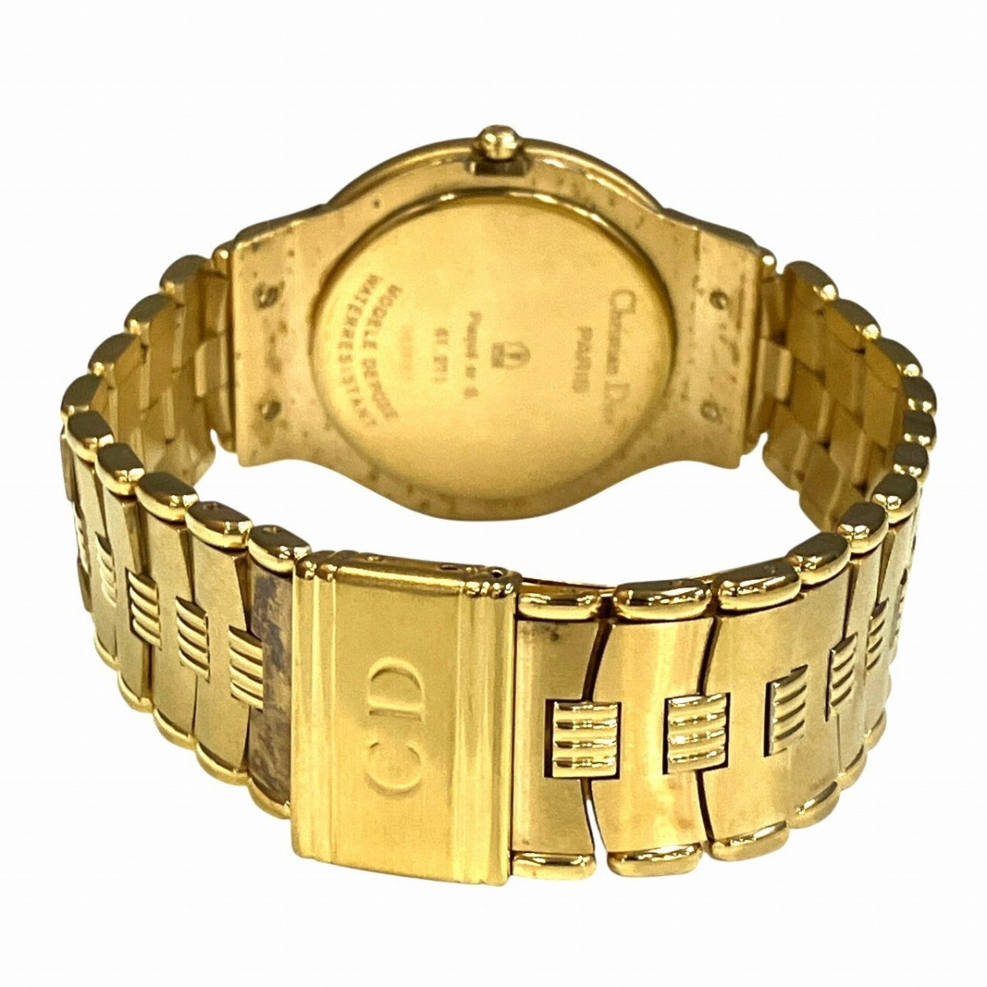 Christian Dior Moon Phase Triple Calendar Watch, Total Weight 70.6g, GP (Gold Plated) finish, Quartz movement, White dial, Item No. 61.271 — Good