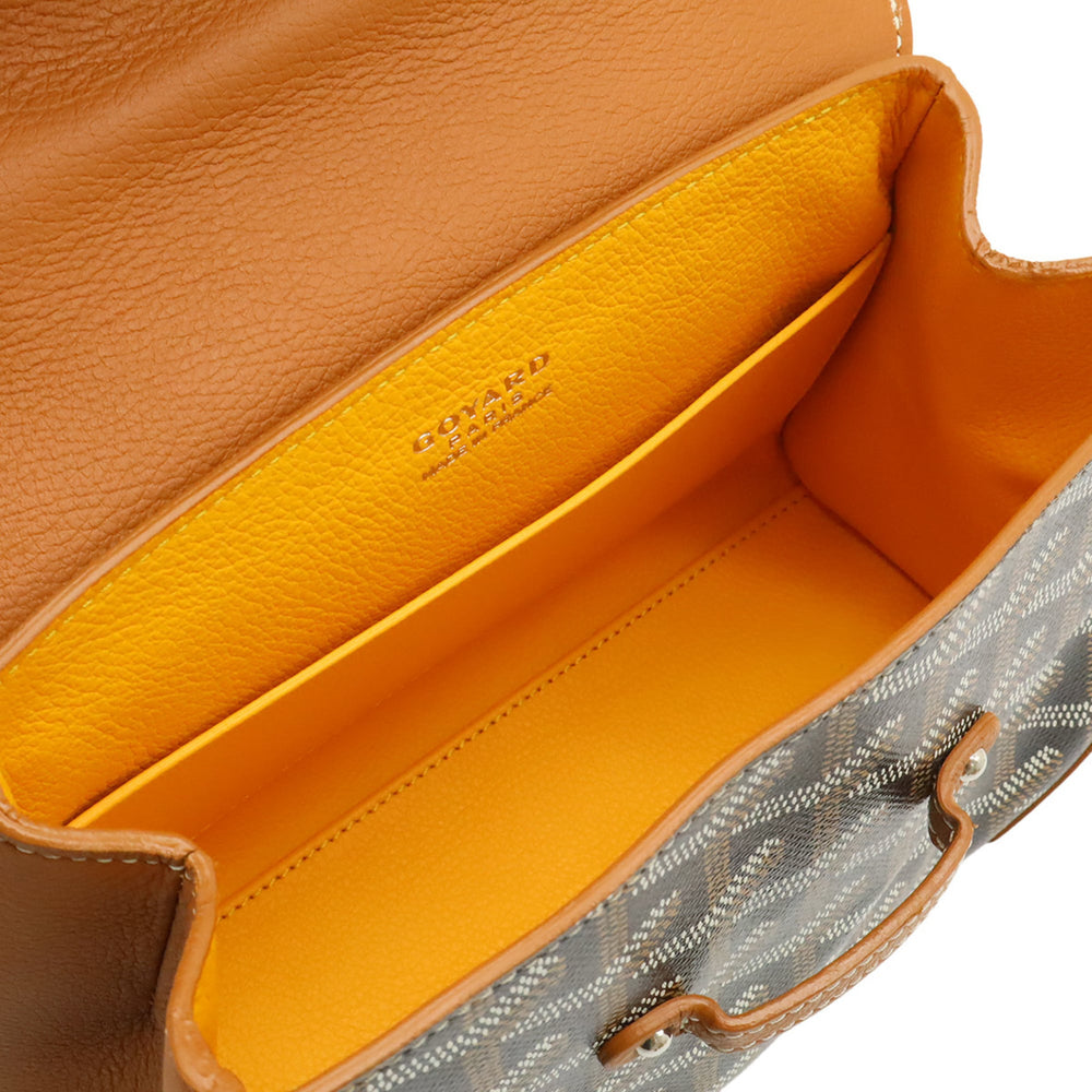 GOYARD Saigon Mini Handbag, Wood Handle Shoulder Bag, Herringbone Pattern, Brown/Black, SAIGONMINTY01CL03P — Like New