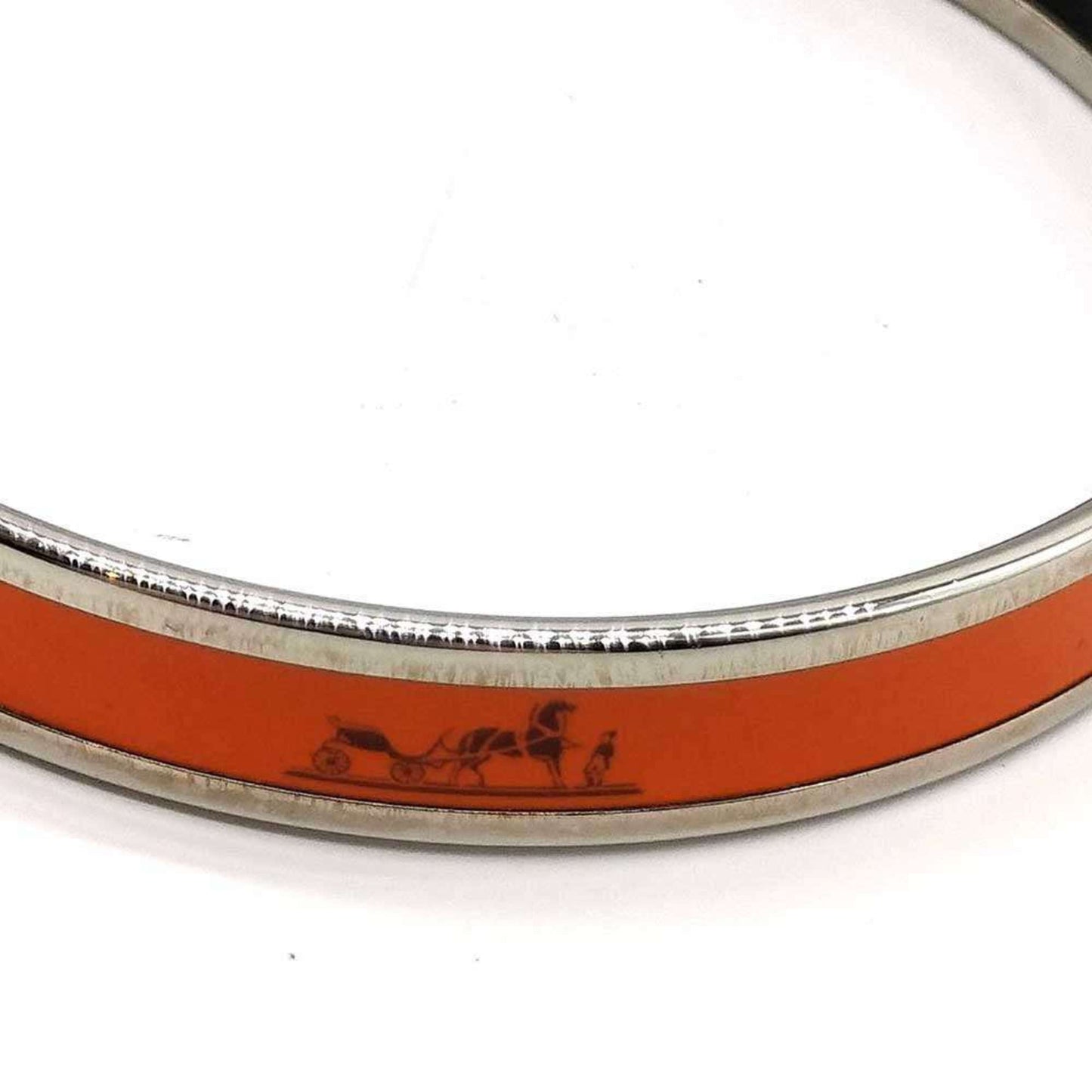 Hermes enamel PM orange cloisonné mark bangle bracelet for women.